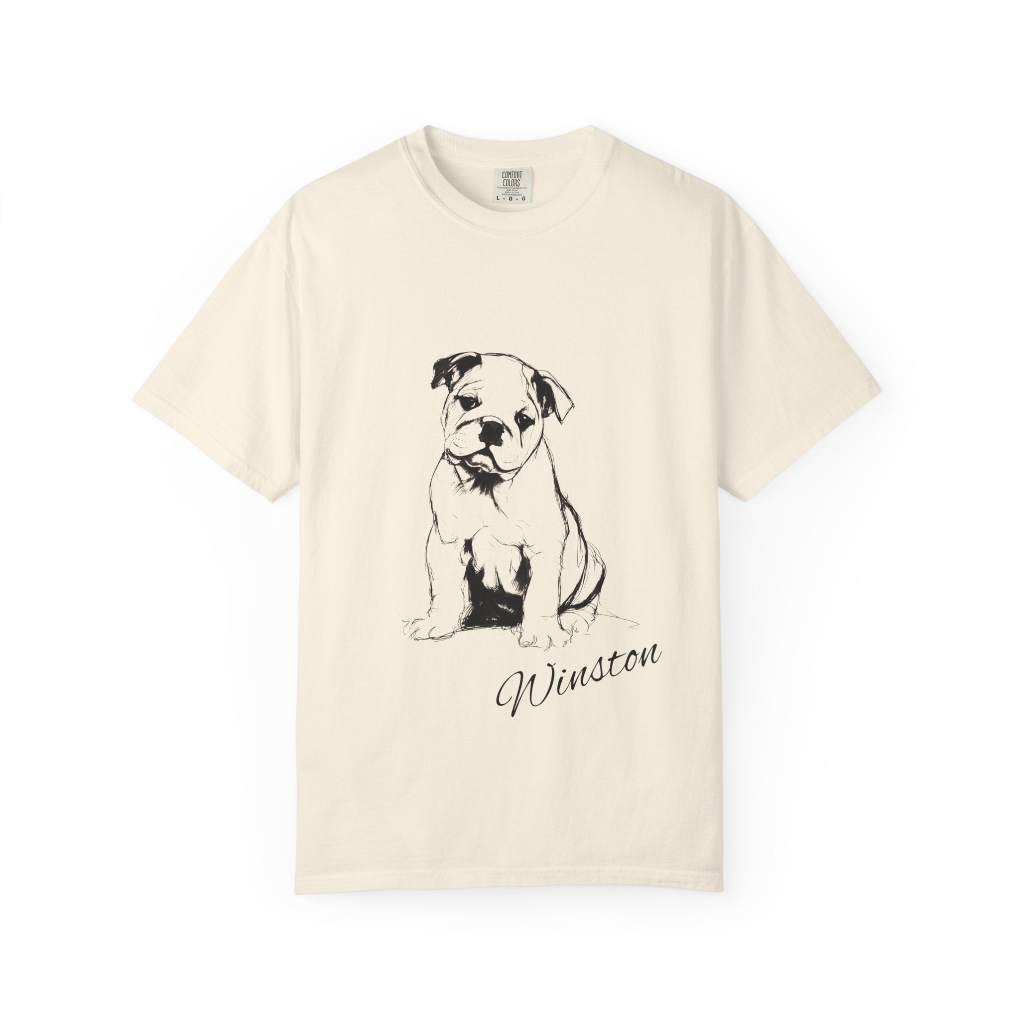 Personalized English Bulldog T-Shirt | Custom Dog Name Tee | Comfort Colors 1717 Tee | Minimal Sketch Vintage Style | Dog lover gift