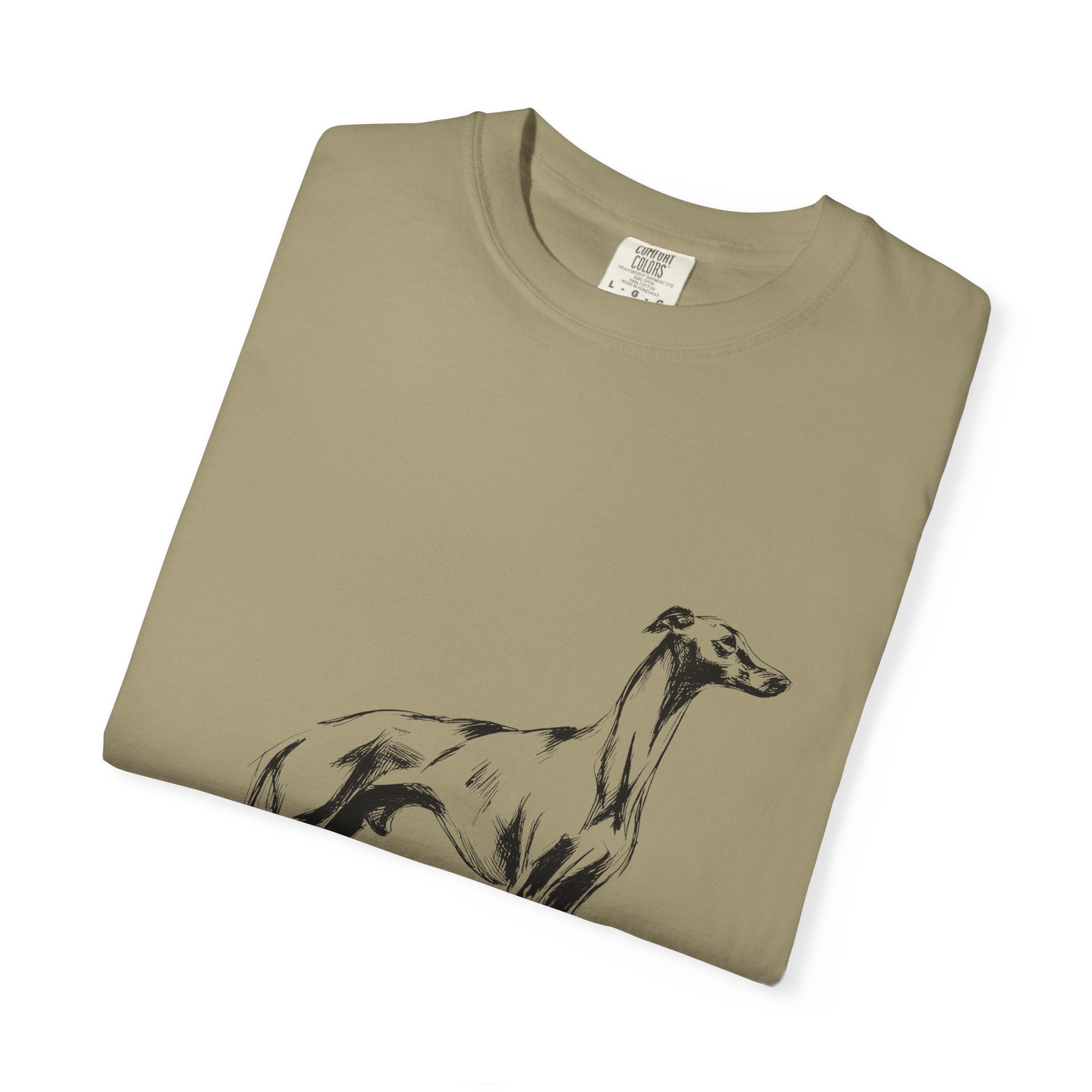 Personalized Greyhound T-Shirt | Custom Dog Name Tee | Comfort Colors 1717 Tee | Minimal Sketch Vintage Style | Whippet Dog lover gift