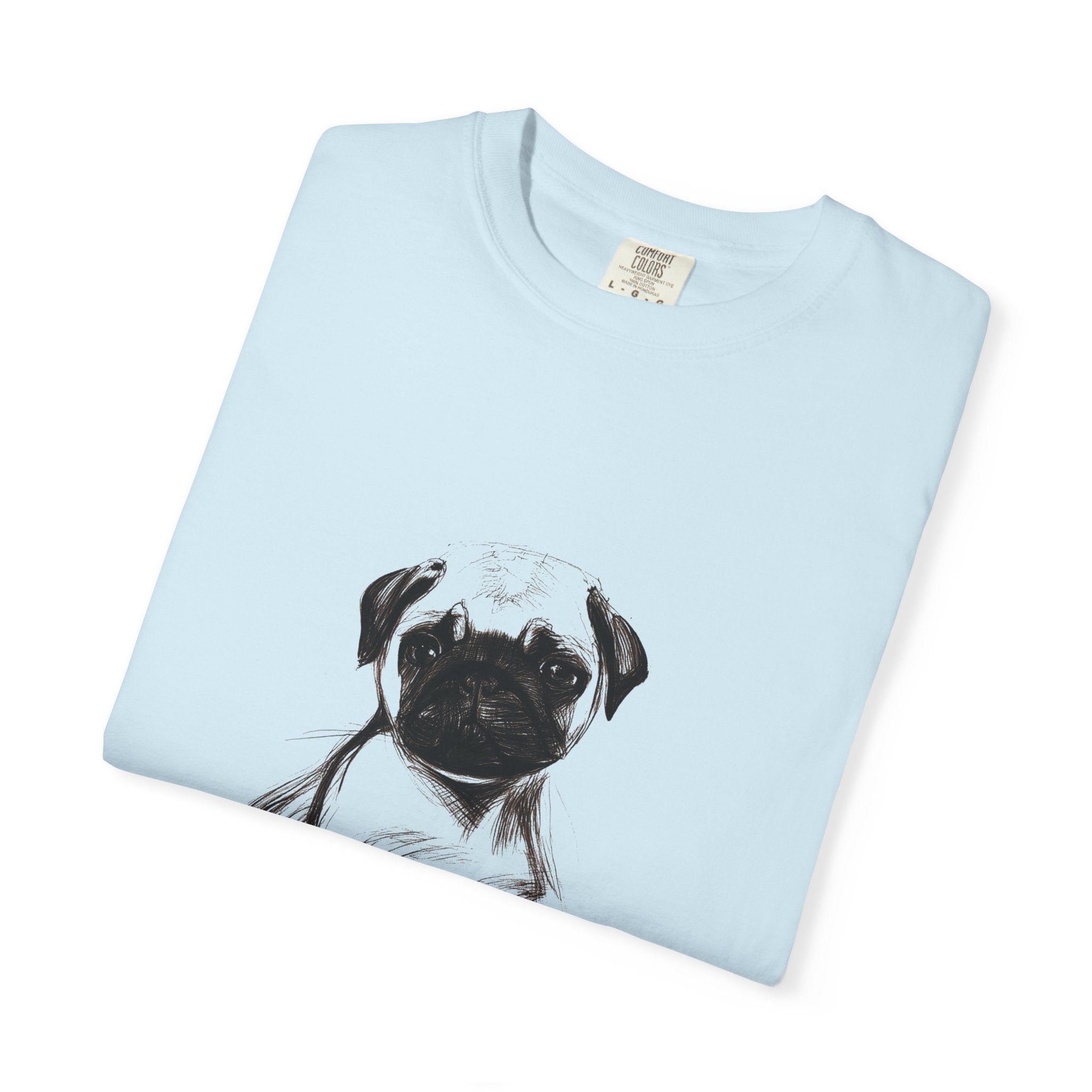 Personalized Pug T-Shirt | Custom Dog Name Tee | Comfort Colors 1717 Tee | Minimal Sketch Vintage Style | Dog lover gift
