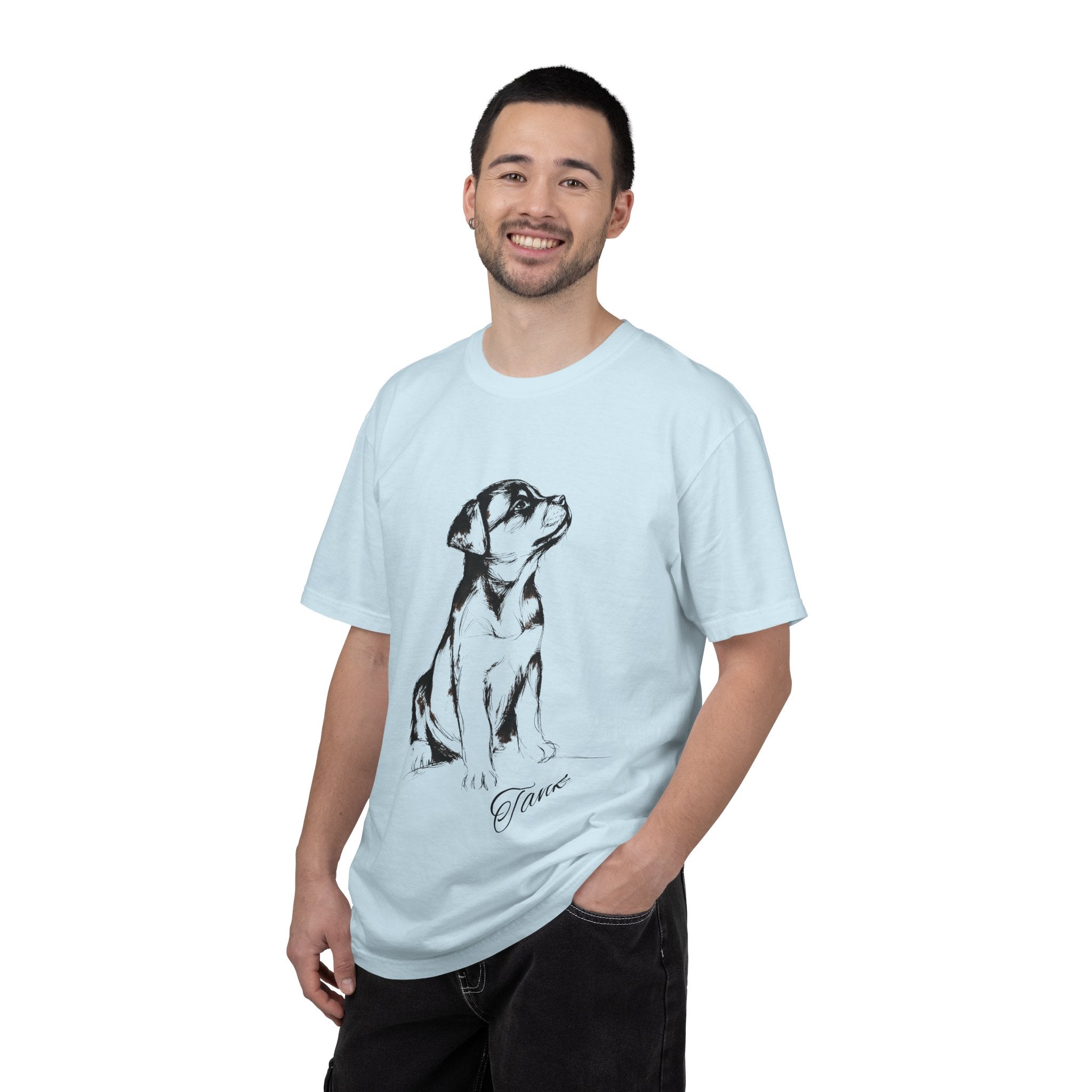 Personalized Rottweiler T-Shirt | Custom Dog Name Tee | Comfort Colors 1717 Tee | Minimal Sketch Vintage Style | Dog lover gift