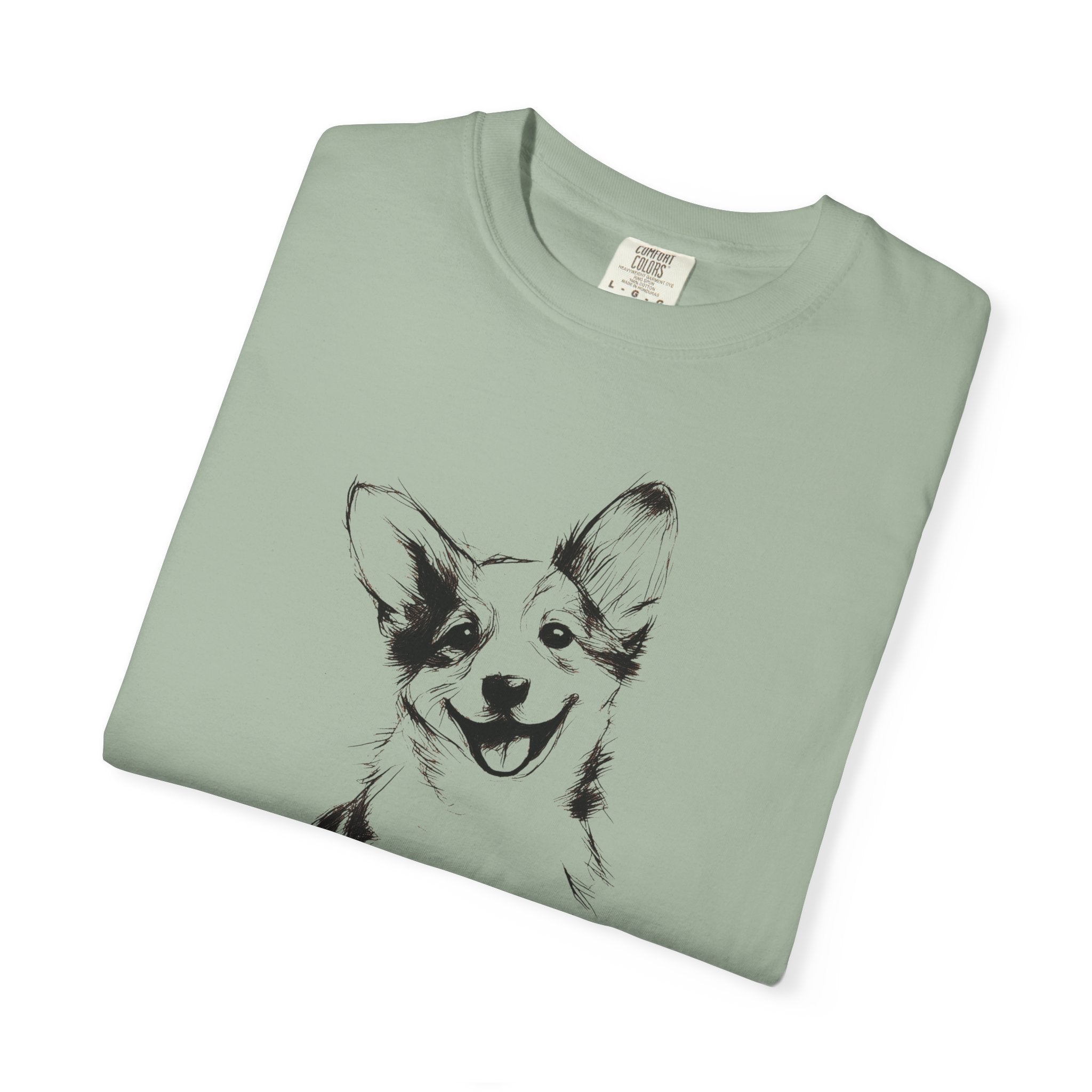 Personalized Corgi T-Shirt | Custom Dog Name Tee | Comfort Colors 1717 Tee | Minimal Sketch Vintage Style | Dog lover gift