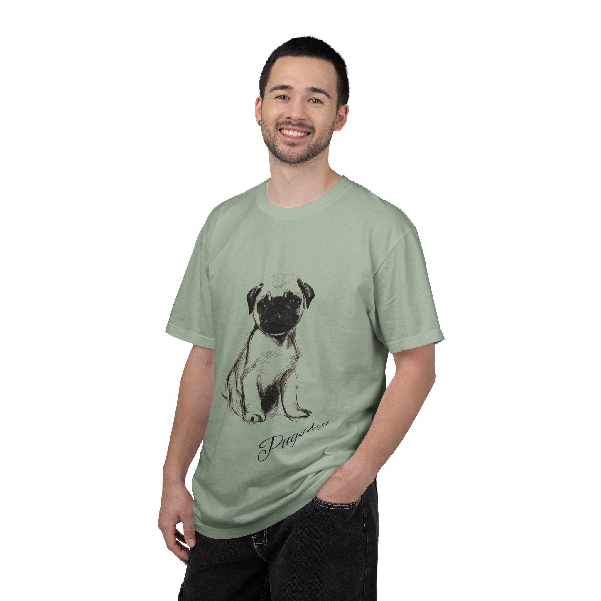 Personalized Pug T-Shirt | Custom Dog Name Tee | Comfort Colors 1717 Tee | Minimal Sketch Vintage Style | Dog lover gift