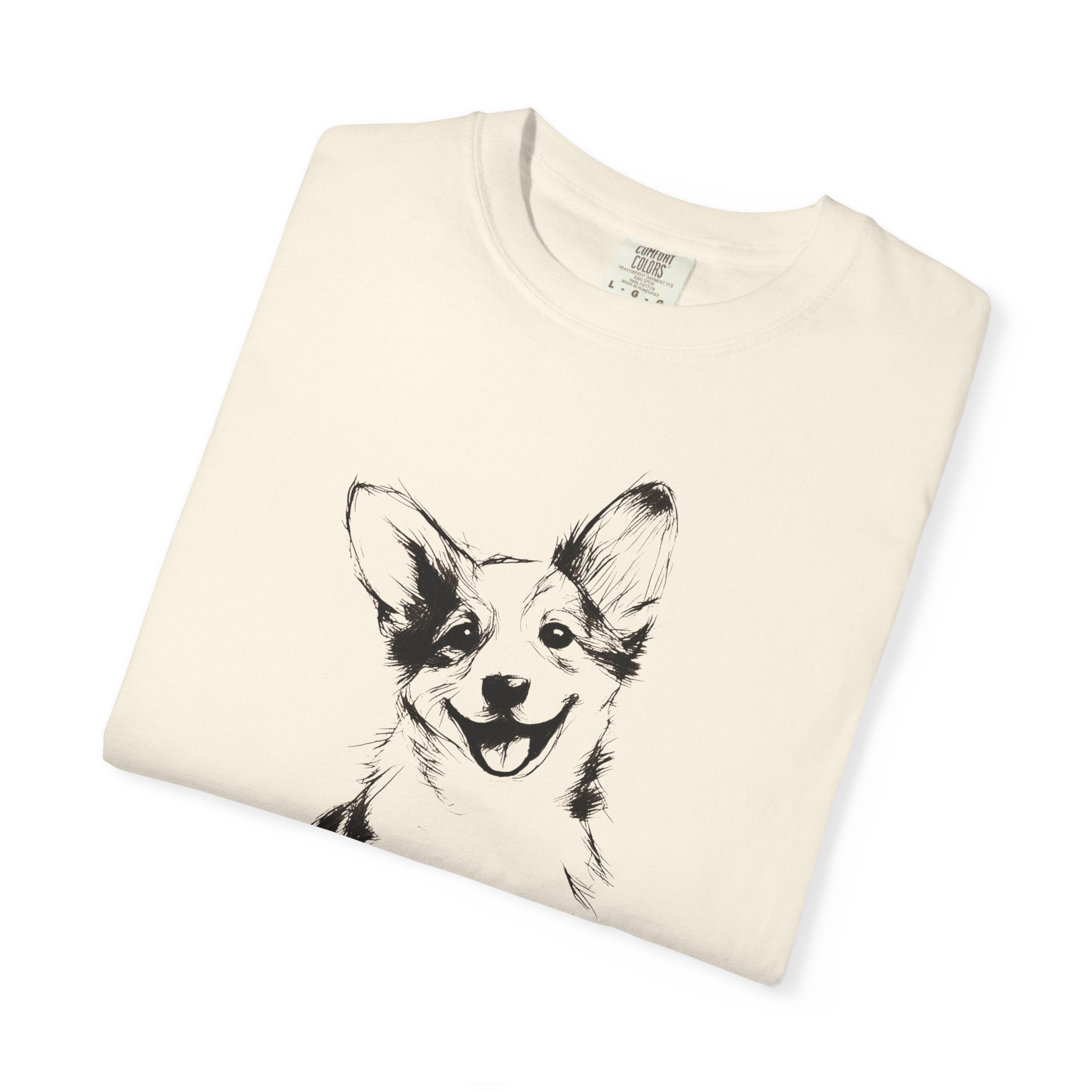 Personalized Corgi T-Shirt | Custom Dog Name Tee | Comfort Colors 1717 Tee | Minimal Sketch Vintage Style | Dog lover gift