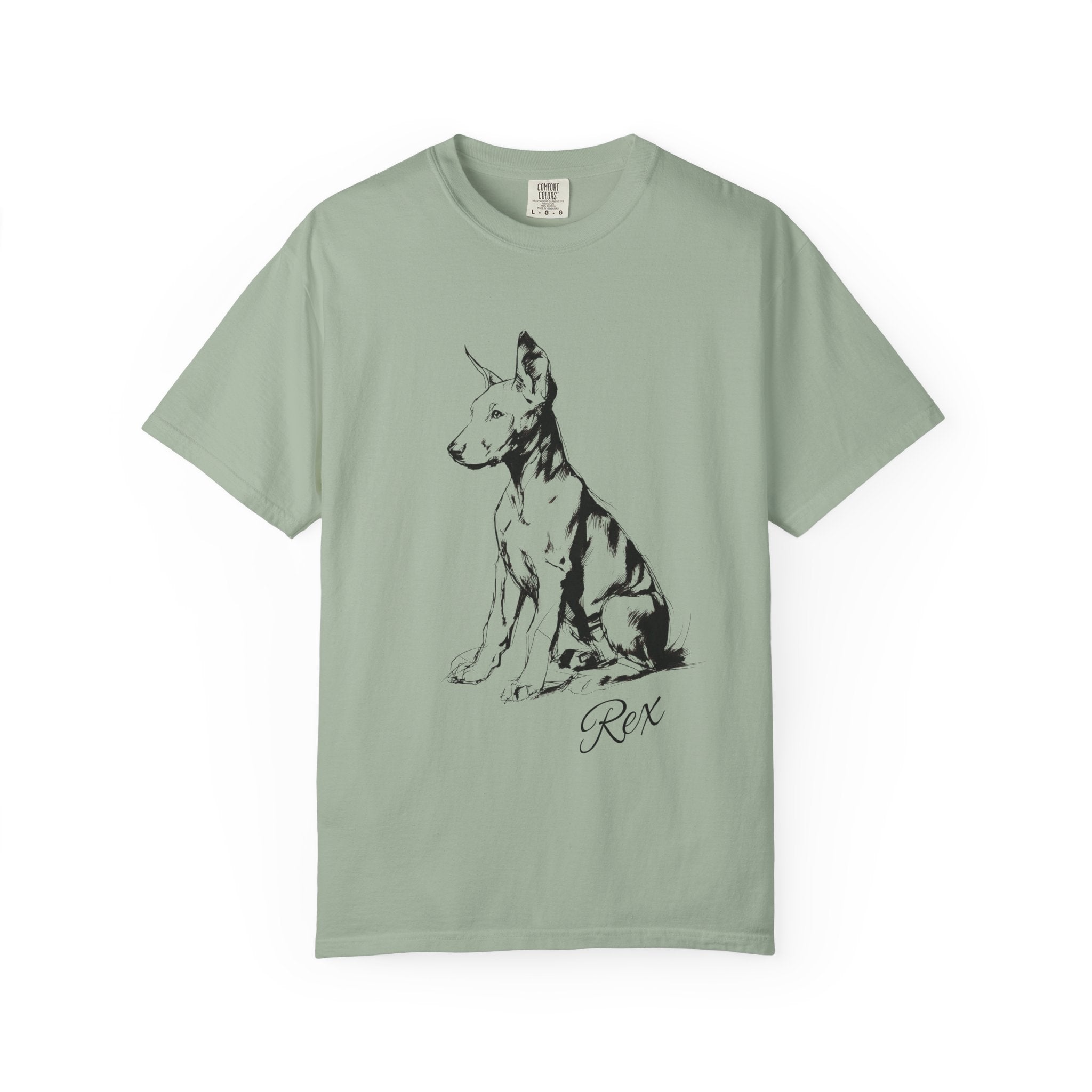 Personalized Doberman T-Shirt | Custom Dog Name Tee | Comfort Colors 1717 Tee | Minimal Sketch Vintage Style | Dog lover gift