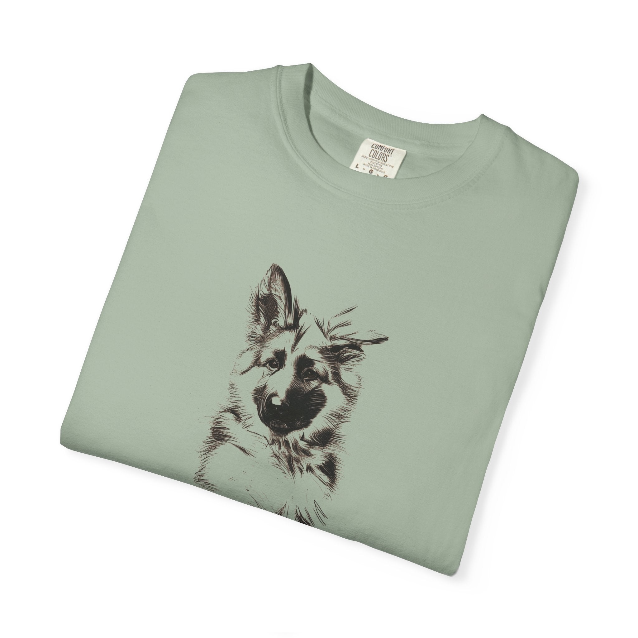 Personalized German Shepherd T-Shirt | Custom Dog Name Tee | Comfort Colors 1717 Tee | Minimal Sketch Vintage Style | Dog lover gift