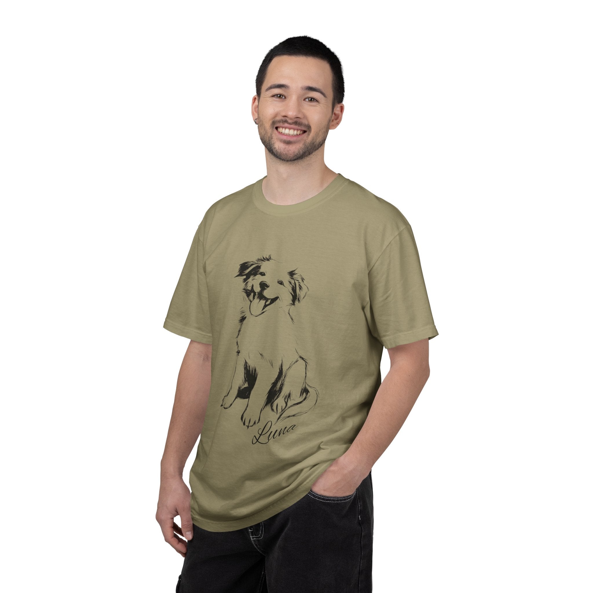 Personalized Australian Shepherd T-Shirt | Custom Dog Name Tee | Comfort Colors 1717 T-Shirt | Minimal Sketch Vintage Style | Dog lover gift