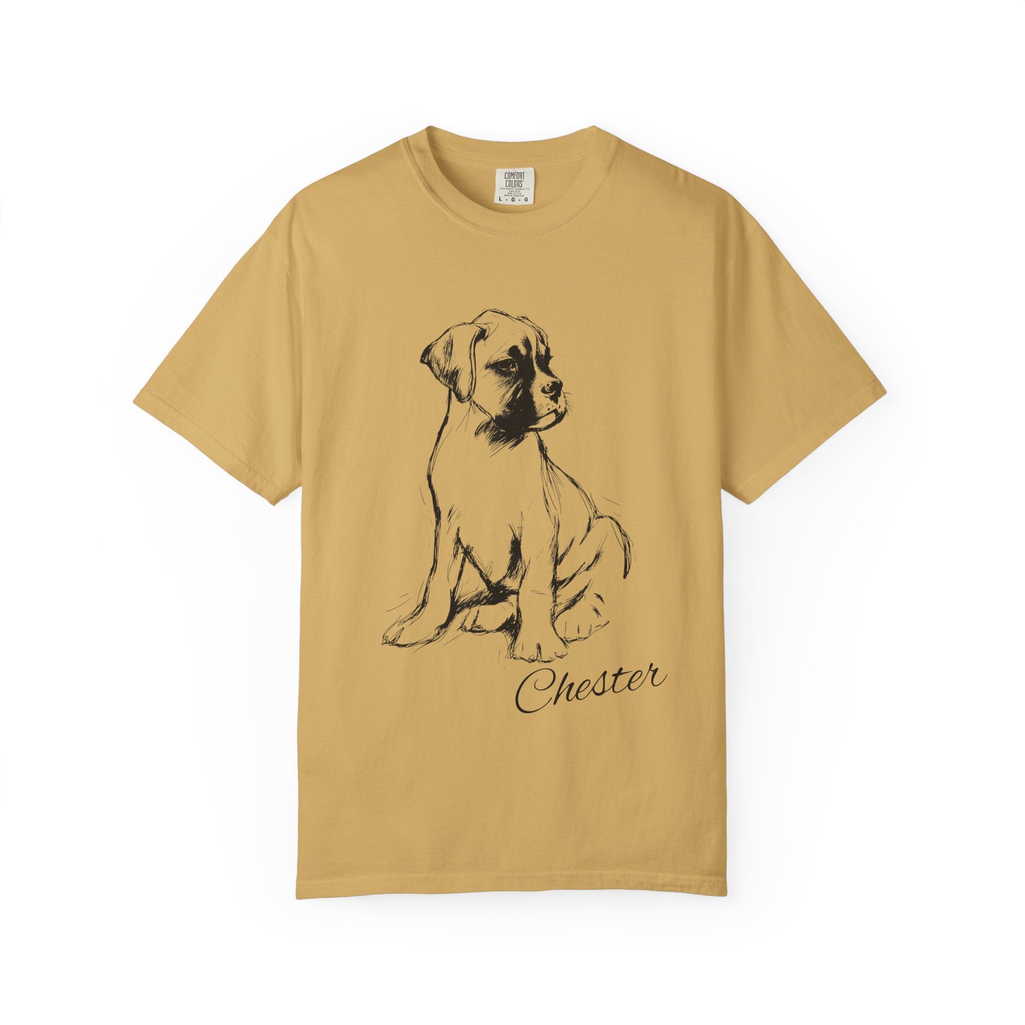 Personalized Boxer T-Shirt | Custom Dog Name Tee | Comfort Colors 1717 Tee | Minimal Sketch Vintage Style | Dog lover gift