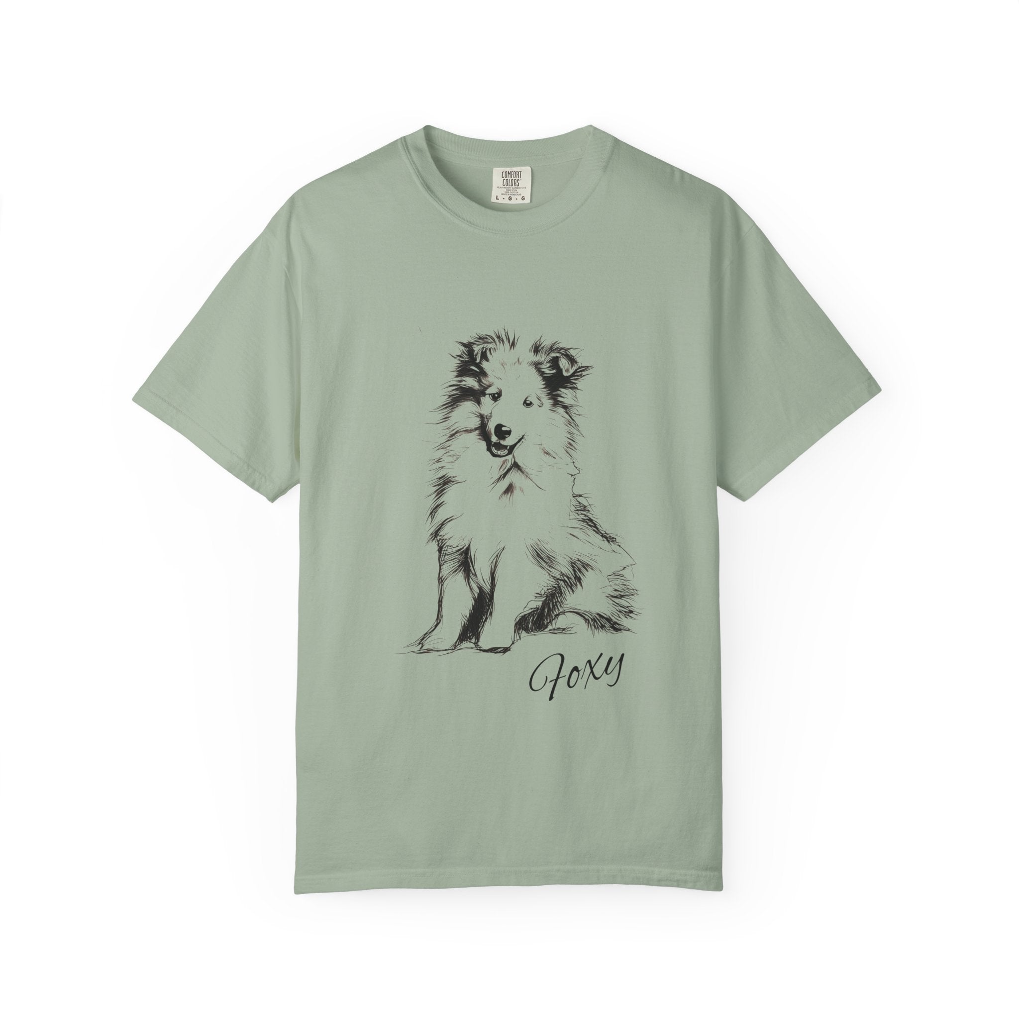 Personalized Rough Collie T-Shirt | Custom Dog Name Tee | Comfort Colors 1717 Tee | Minimal Sketch Vintage Style | Dog lover gift
