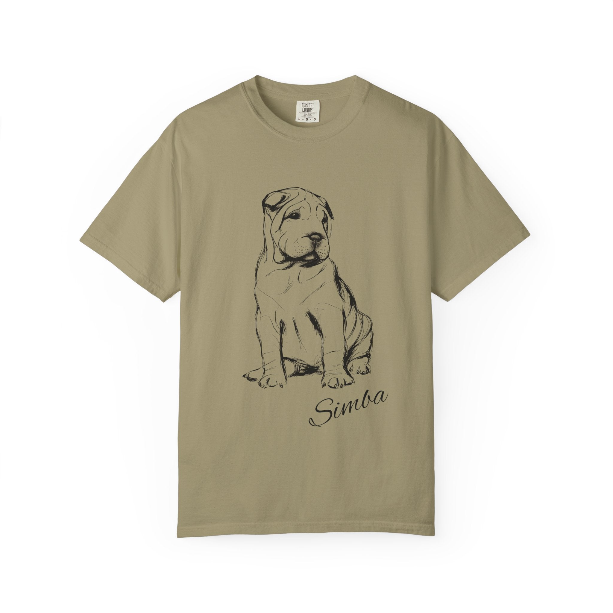 Personalized Sharpei T-Shirt | Custom Dog Name Tee | Comfort Colors 1717 Tee | Minimal Sketch Vintage Style | Dog lover gift