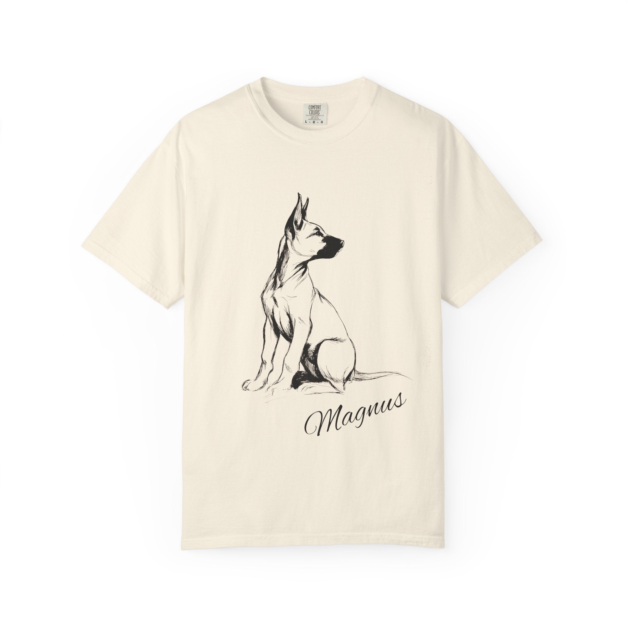 Personalized Belgian Malinois T-Shirt | Custom Dog Name Tee | Comfort Colors 1717 Tee | Minimal Sketch Vintage Style | Dog lover gift