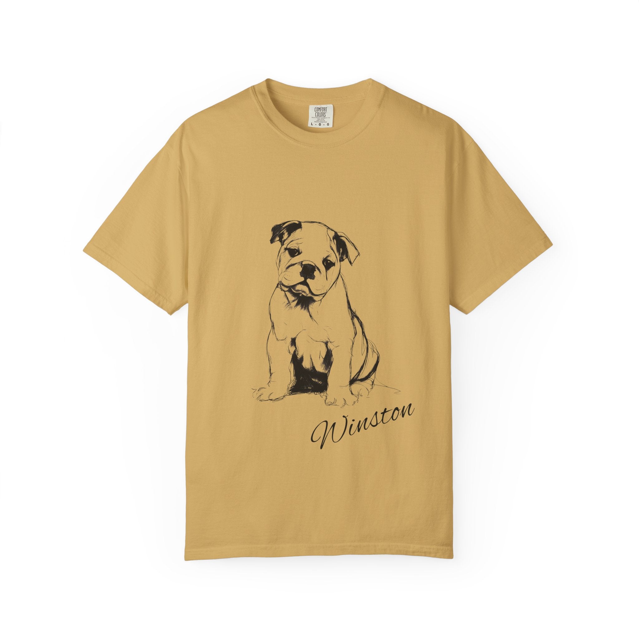 Personalized English Bulldog T-Shirt | Custom Dog Name Tee | Comfort Colors 1717 Tee | Minimal Sketch Vintage Style | Dog lover gift