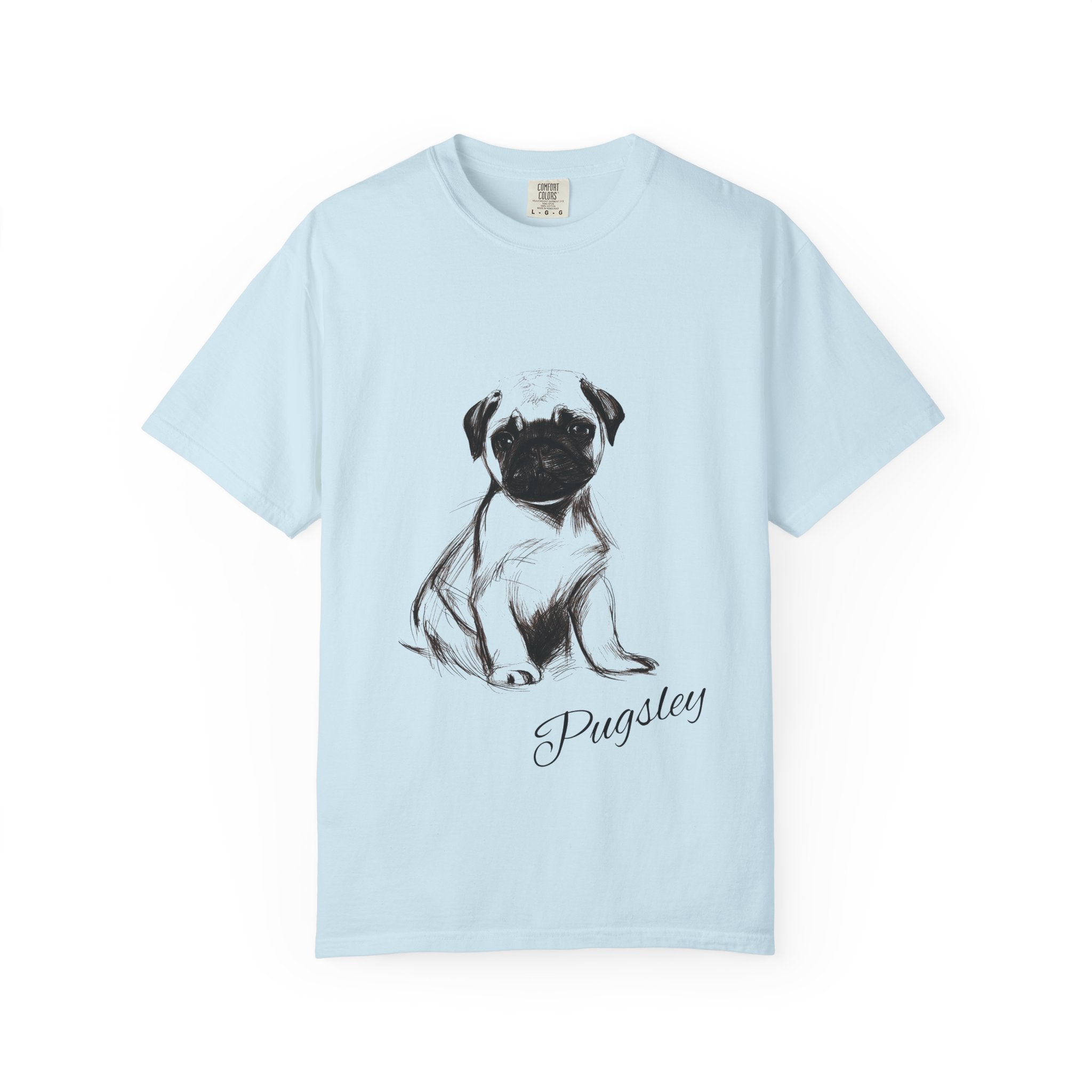 Personalized Pug T-Shirt | Custom Dog Name Tee | Comfort Colors 1717 Tee | Minimal Sketch Vintage Style | Dog lover gift