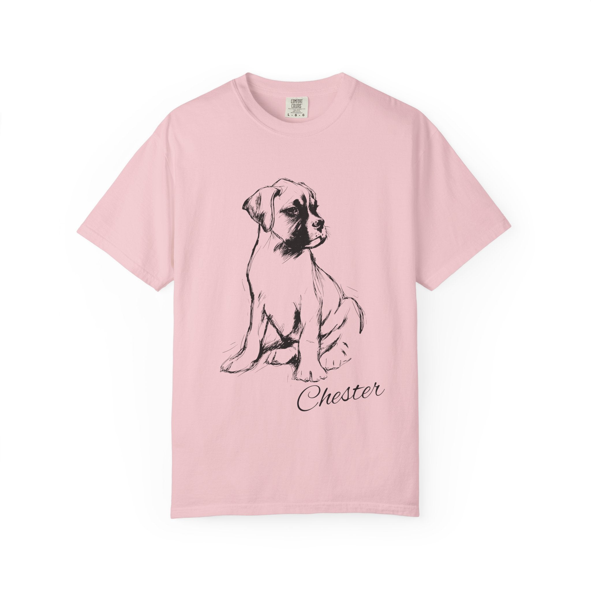 Personalized Boxer T-Shirt | Custom Dog Name Tee | Comfort Colors 1717 Tee | Minimal Sketch Vintage Style | Dog lover gift