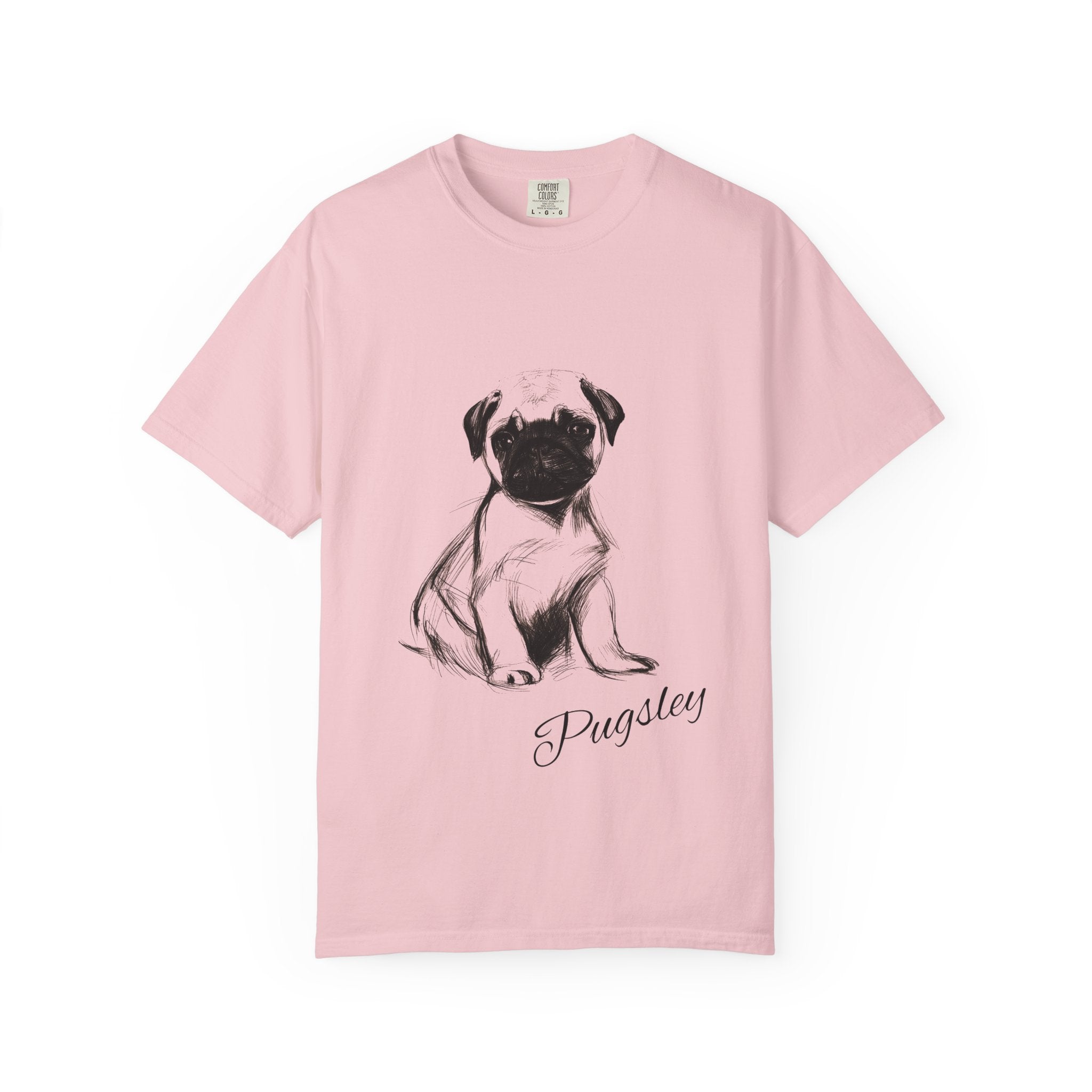 Personalized Pug T-Shirt | Custom Dog Name Tee | Comfort Colors 1717 Tee | Minimal Sketch Vintage Style | Dog lover gift