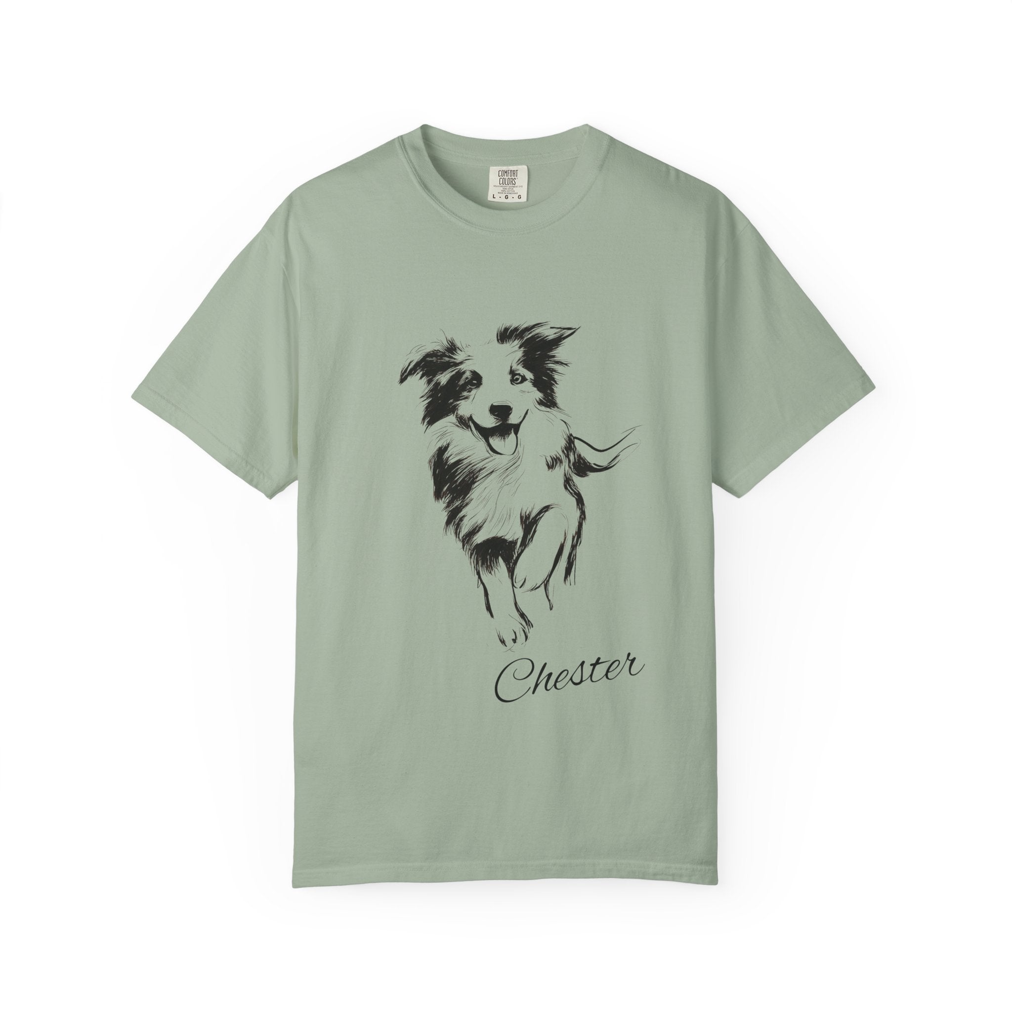Personalized Border Collie T-Shirt | Custom Dog Name Tee | Comfort Colors 1717 Tee | Minimal Sketch Vintage Style | Dog lover gift
