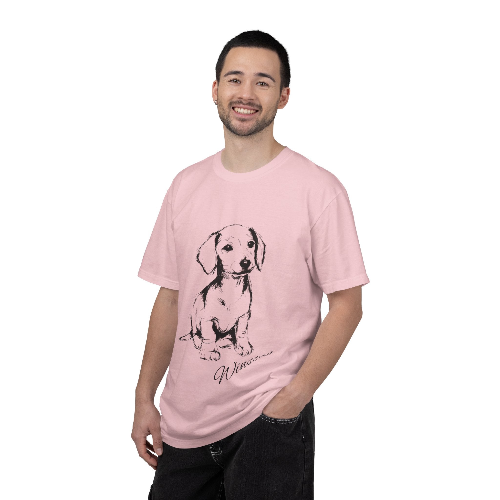 Personalized Dachshund T-Shirt | Custom Dog Name Tee | Comfort Colors 1717 Tee | Minimal Sketch Vintage Style | Dog lover gift
