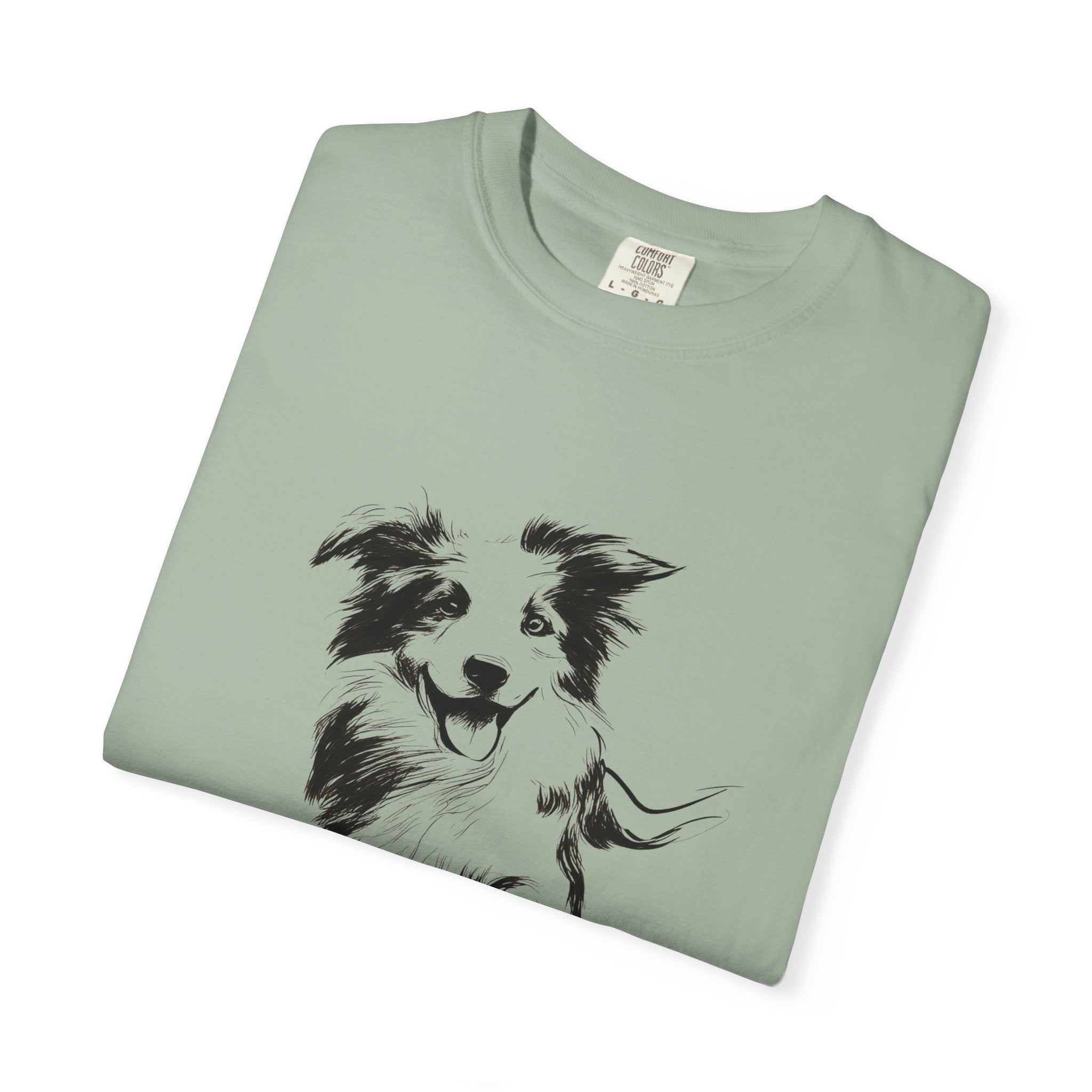 Personalized Border Collie T-Shirt | Custom Dog Name Tee | Comfort Colors 1717 Tee | Minimal Sketch Vintage Style | Dog lover gift