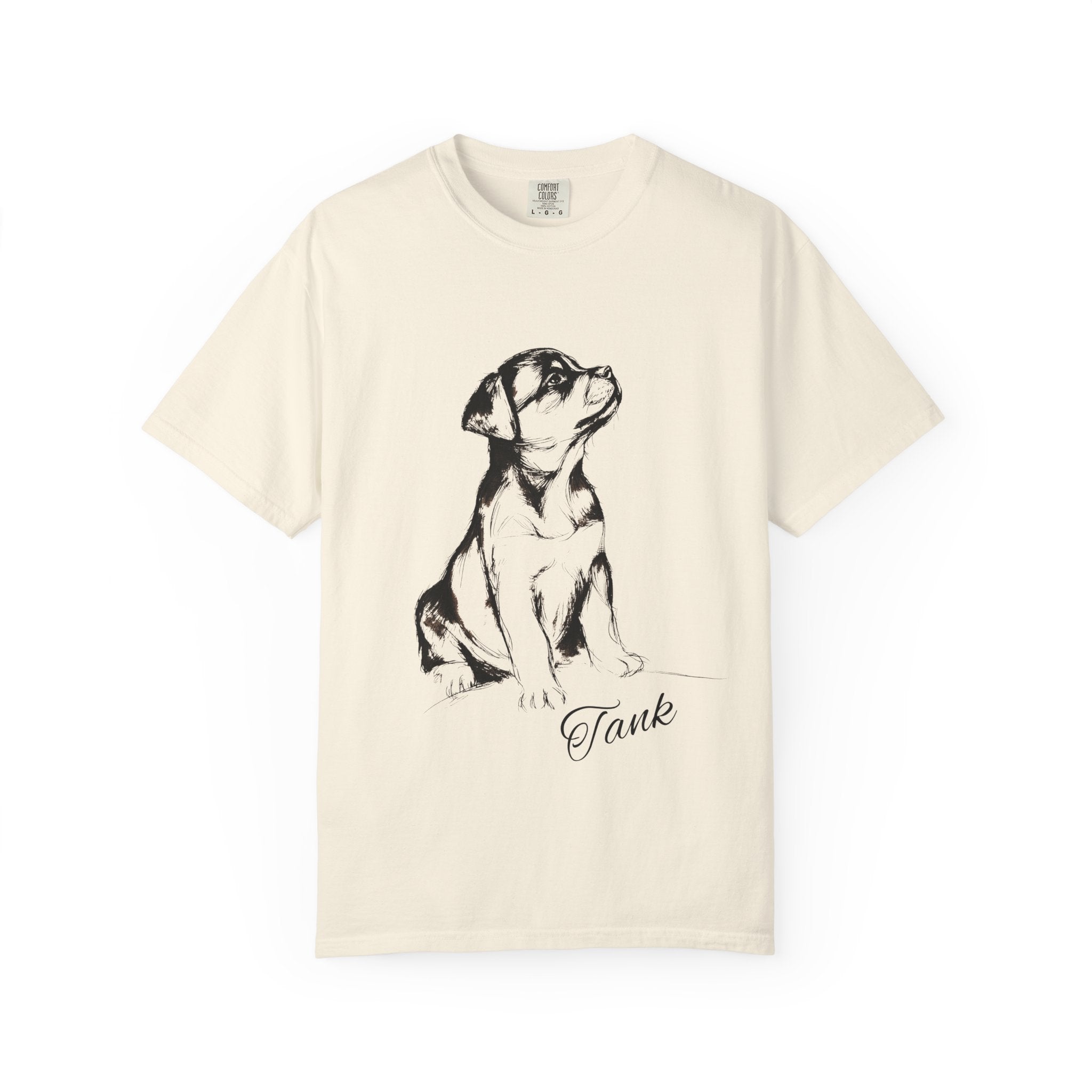 Personalized Rottweiler T-Shirt | Custom Dog Name Tee | Comfort Colors 1717 Tee | Minimal Sketch Vintage Style | Dog lover gift