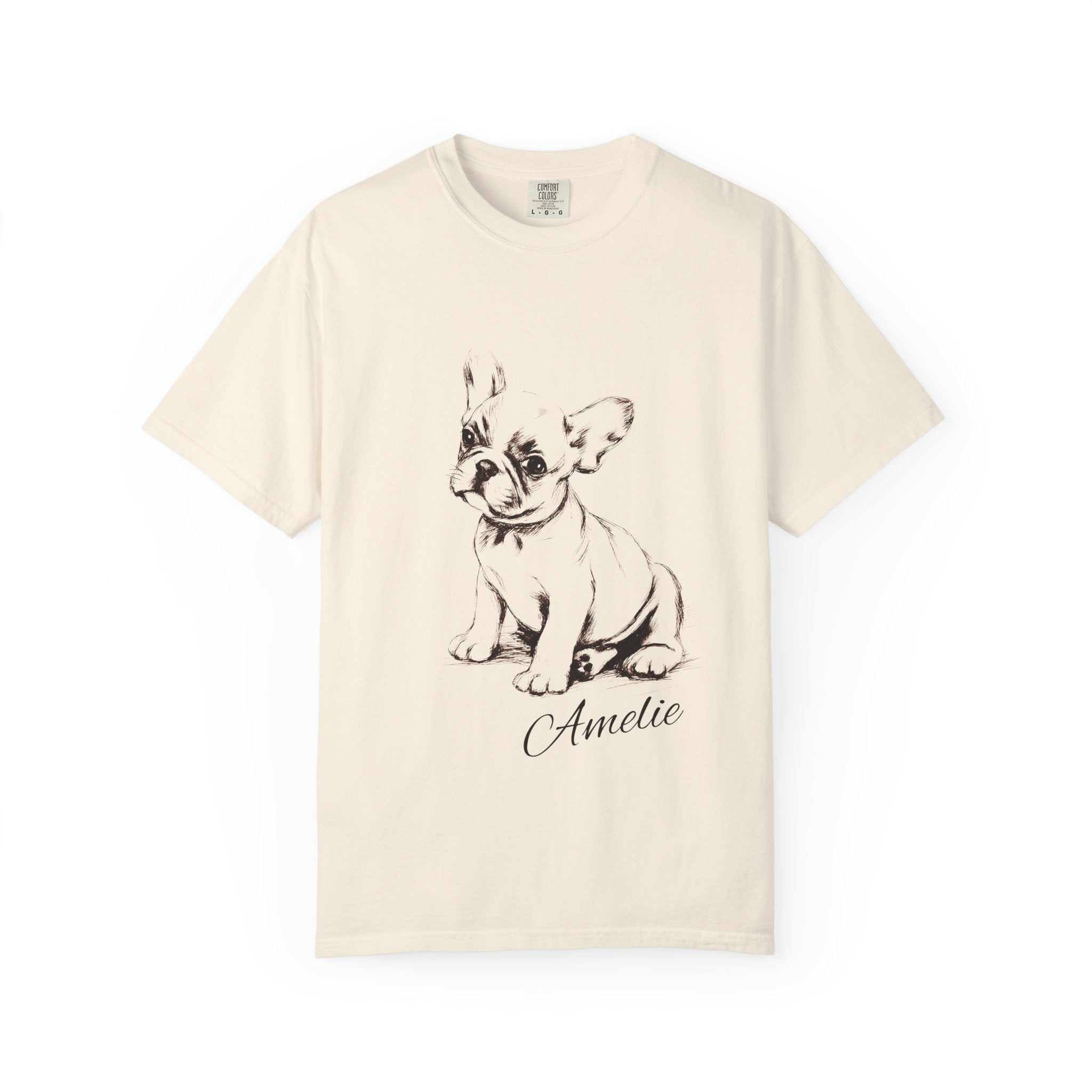 Personalized French Bulldog T-Shirt | Custom Dog Name Tee | Comfort Colors 1717 Tee | Minimal Sketch Vintage Style | Frenchie lover gift