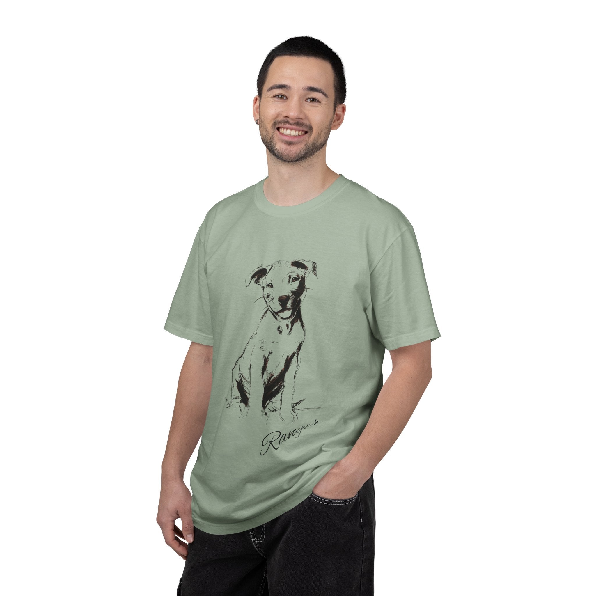 Personalized Pitbull T-Shirt | Custom Dog Name Tee | Comfort Colors 1717 Tee | Minimal Sketch Vintage Style | Dog lover gift