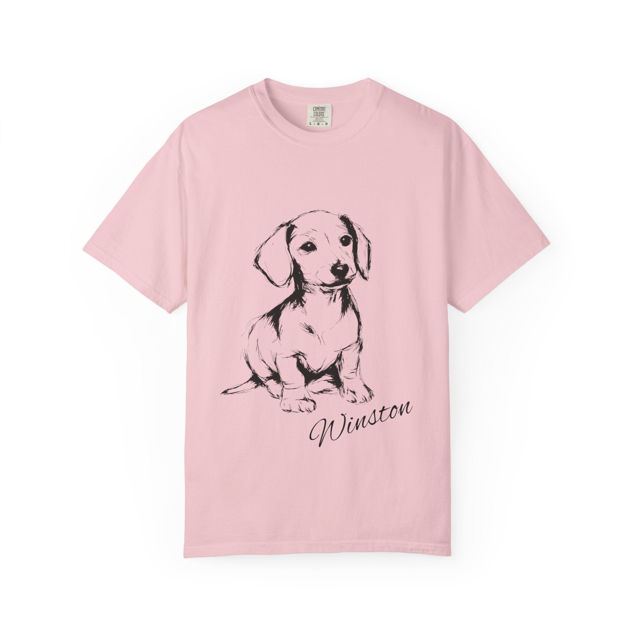 Personalized Dachshund T-Shirt | Custom Dog Name Tee | Comfort Colors 1717 Tee | Minimal Sketch Vintage Style | Dog lover gift