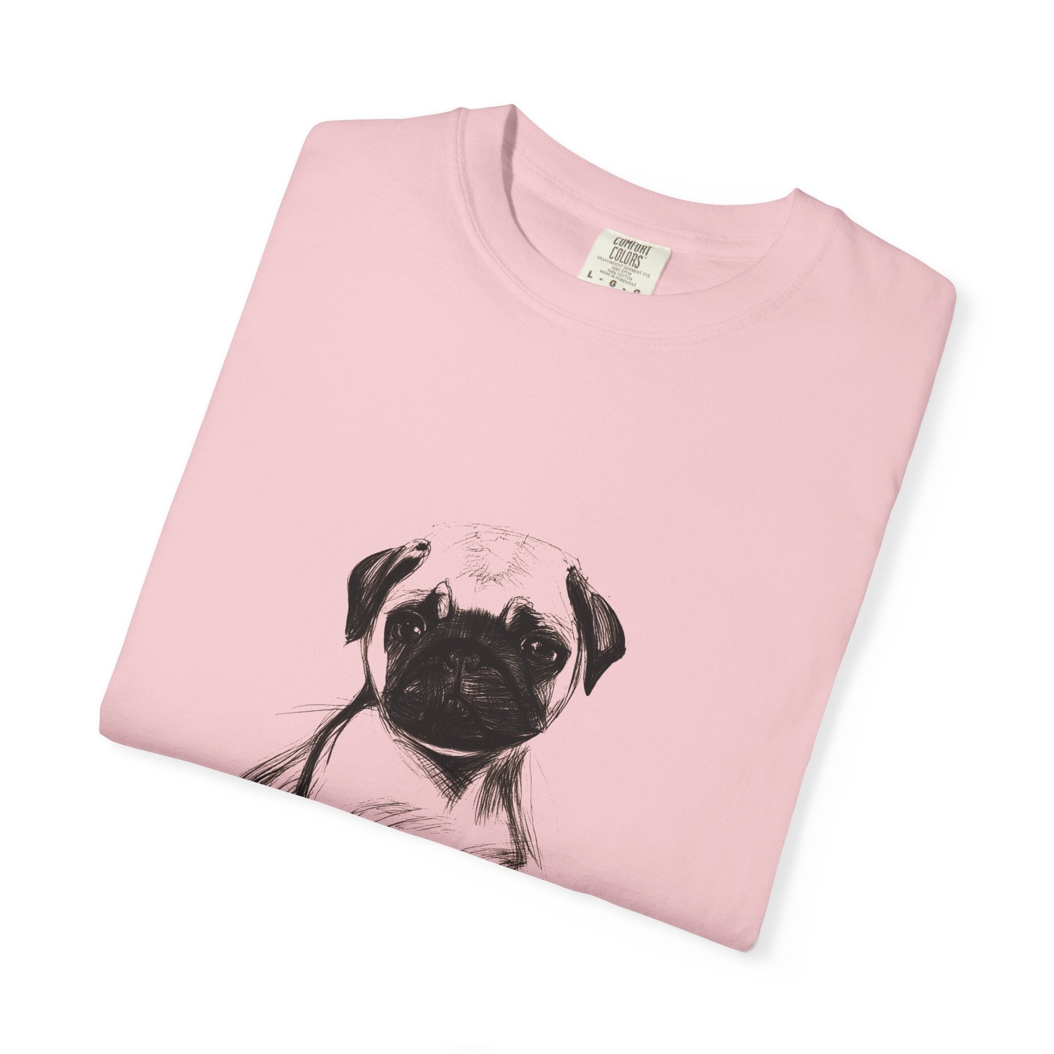 Personalized Pug T-Shirt | Custom Dog Name Tee | Comfort Colors 1717 Tee | Minimal Sketch Vintage Style | Dog lover gift