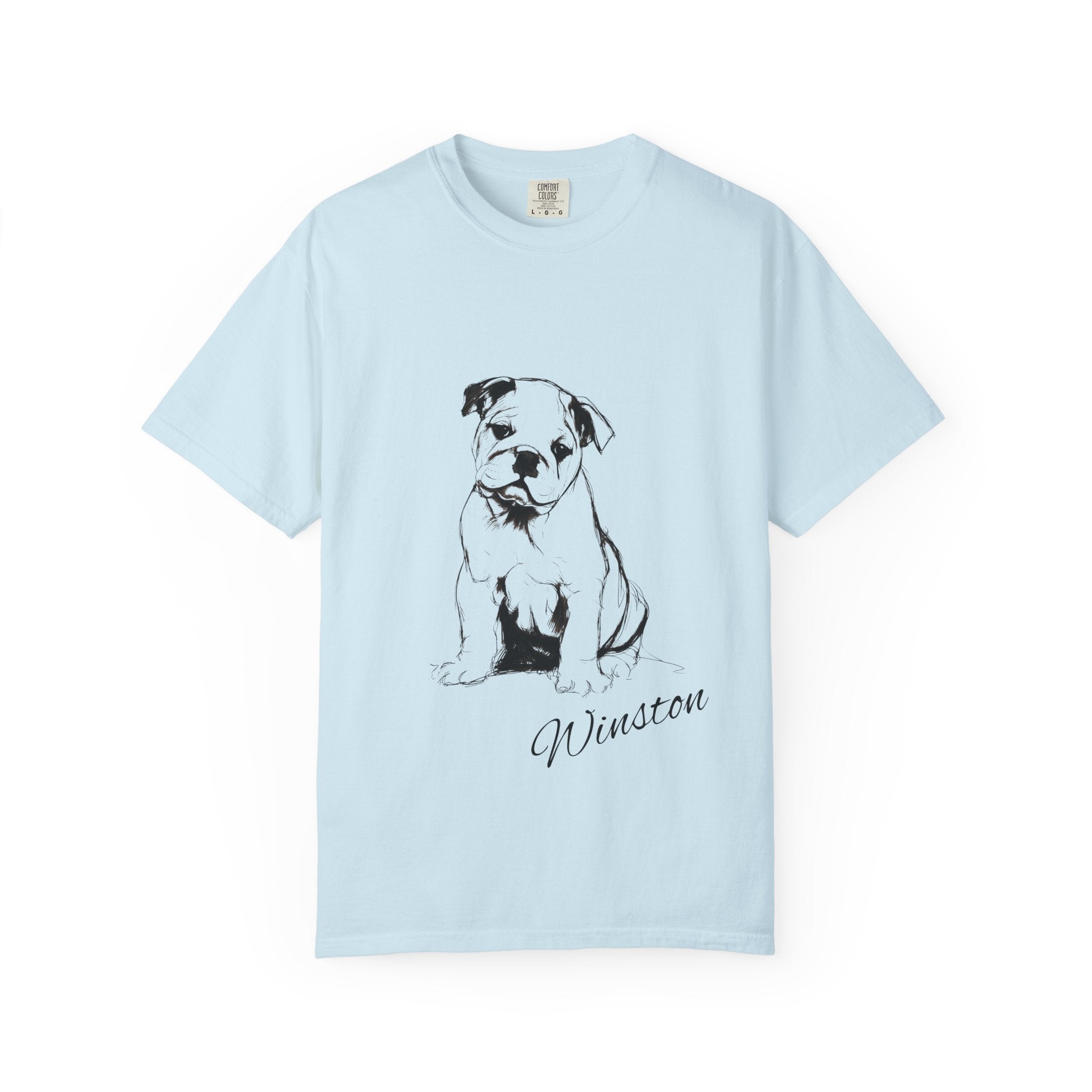 Personalized English Bulldog T-Shirt | Custom Dog Name Tee | Comfort Colors 1717 Tee | Minimal Sketch Vintage Style | Dog lover gift