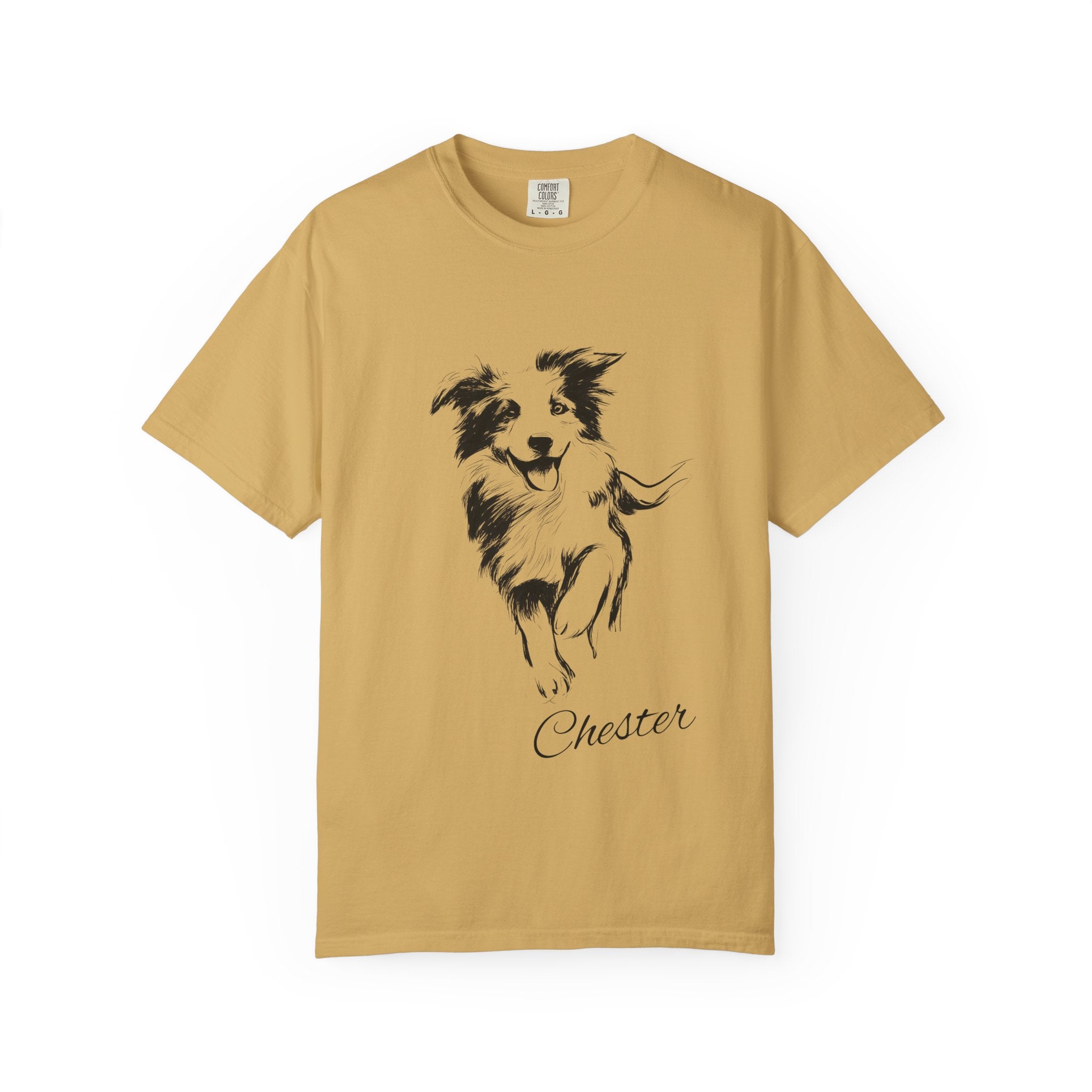 Personalized Border Collie T-Shirt | Custom Dog Name Tee | Comfort Colors 1717 Tee | Minimal Sketch Vintage Style | Dog lover gift