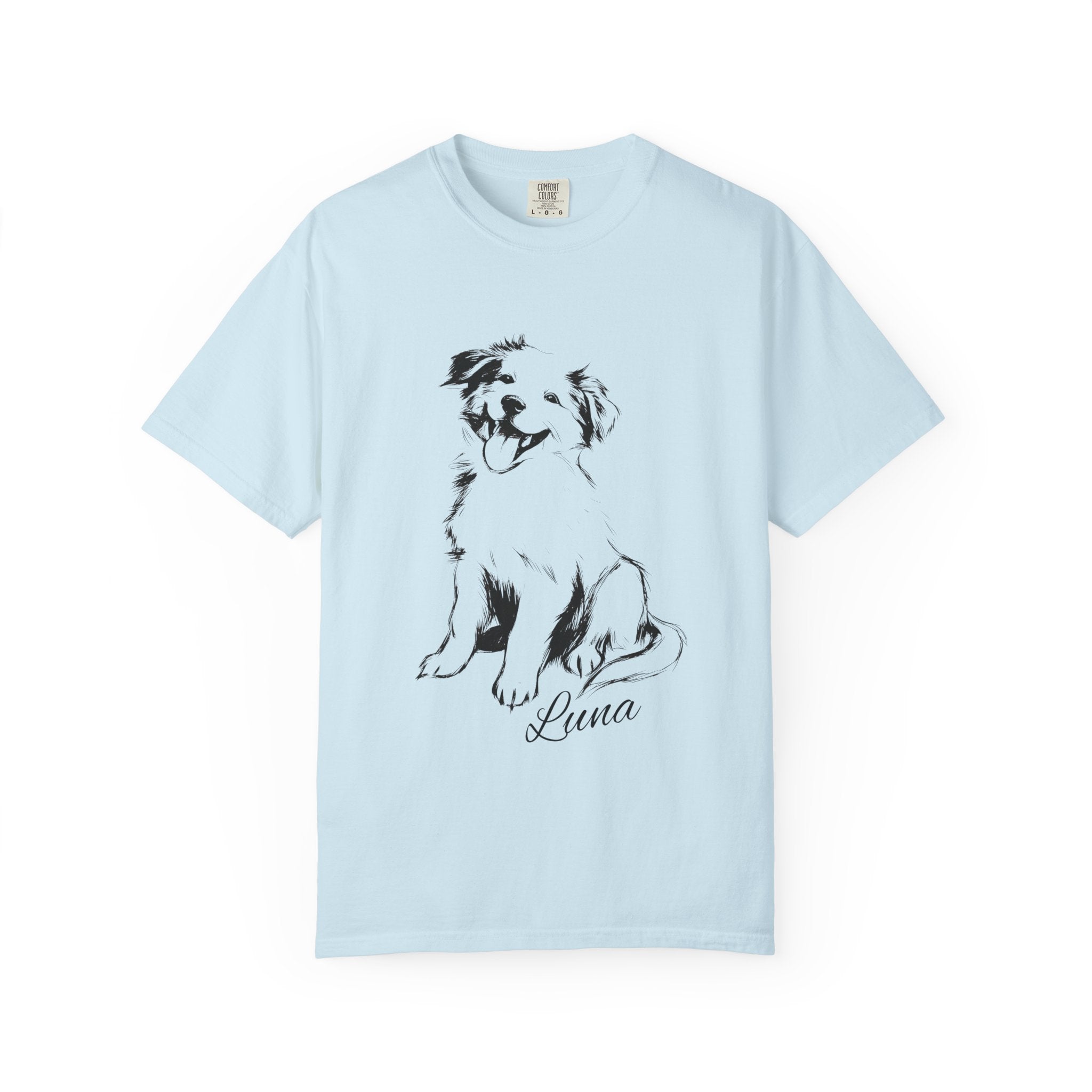 Personalized Australian Shepherd T-Shirt | Custom Dog Name Tee | Comfort Colors 1717 T-Shirt | Minimal Sketch Vintage Style | Dog lover gift