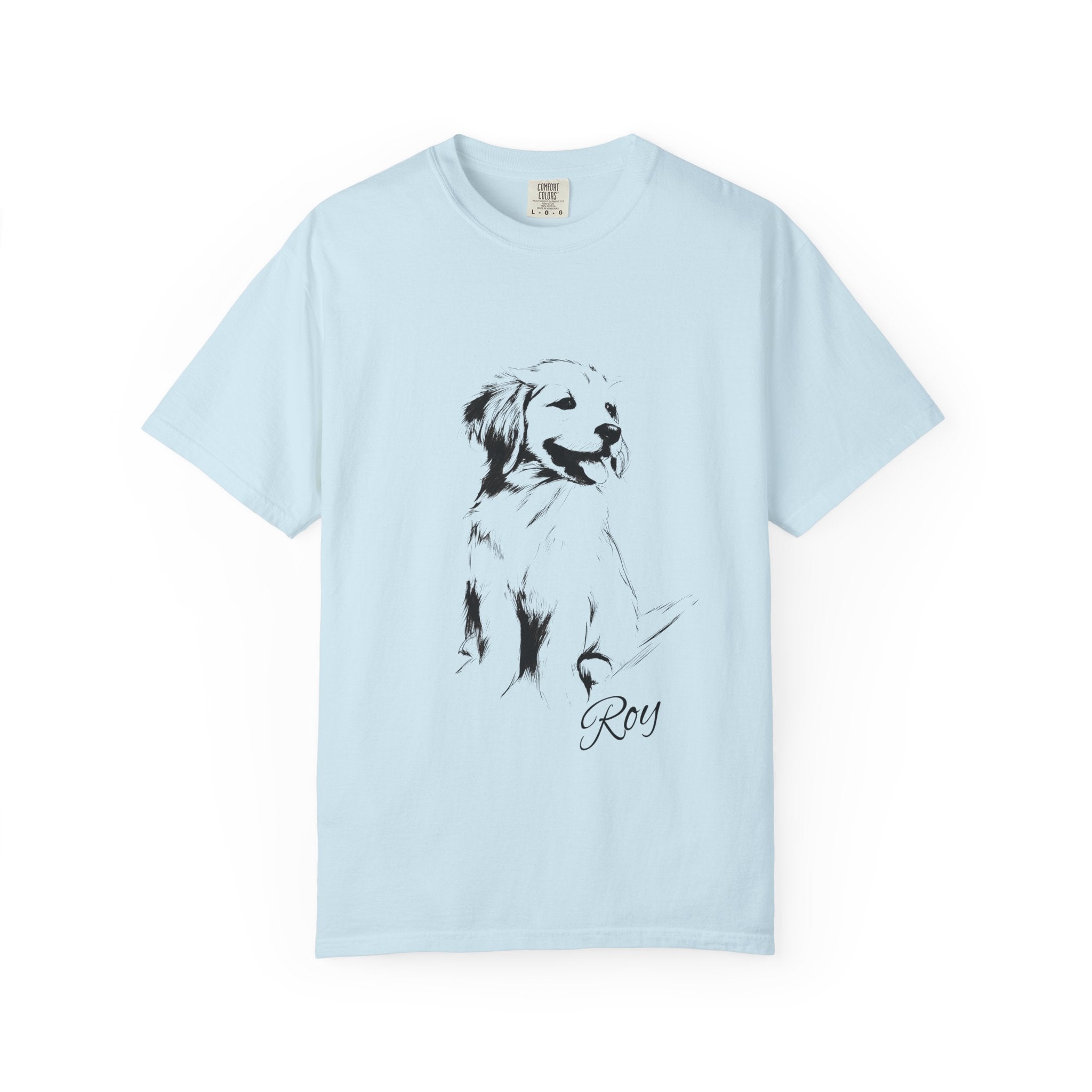 Personalized Golden Retriever T-Shirt | Custom Dog Name Tee | Comfort Colors 1717 Tee | Minimal Sketch Vintage Style | Dog lover gift