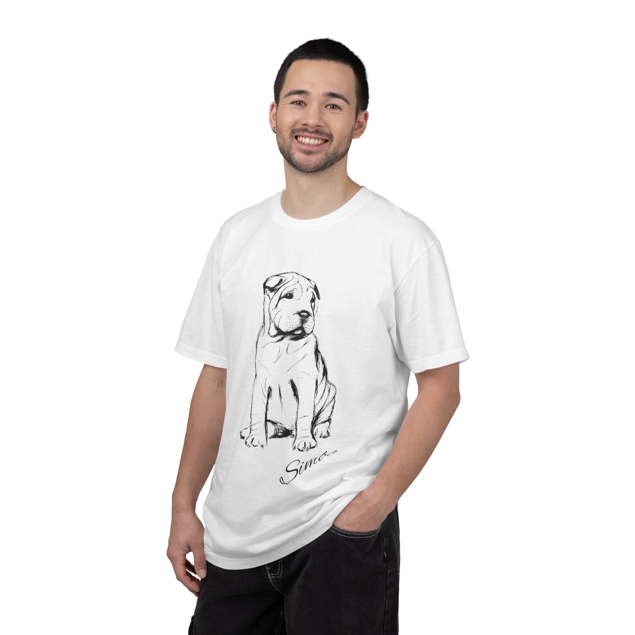 Personalized Sharpei T-Shirt | Custom Dog Name Tee | Comfort Colors 1717 Tee | Minimal Sketch Vintage Style | Dog lover gift
