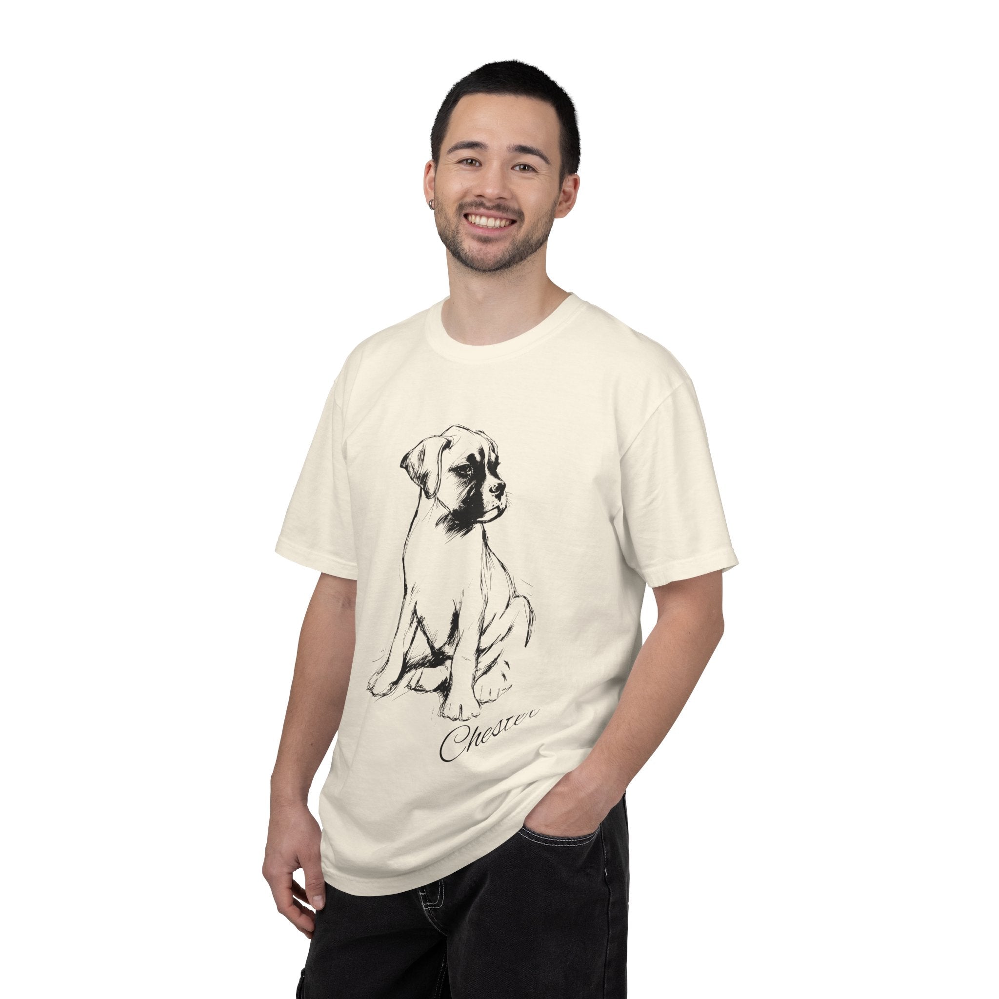 Personalized Boxer T-Shirt | Custom Dog Name Tee | Comfort Colors 1717 Tee | Minimal Sketch Vintage Style | Dog lover gift