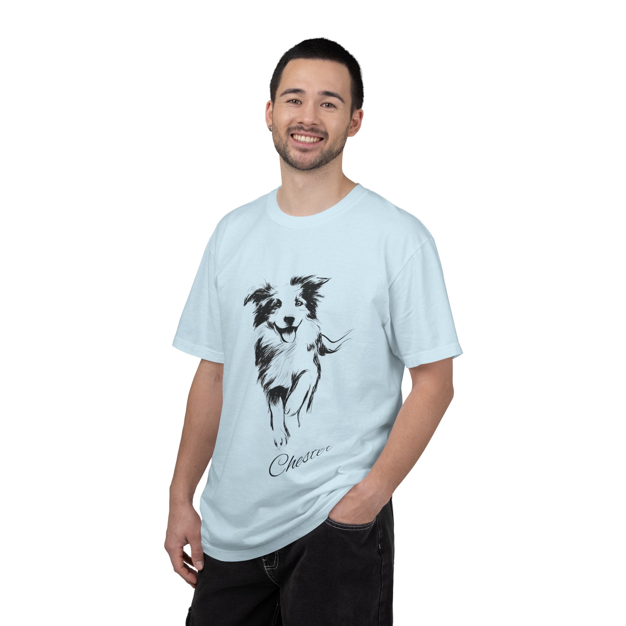 Personalized Border Collie T-Shirt | Custom Dog Name Tee | Comfort Colors 1717 Tee | Minimal Sketch Vintage Style | Dog lover gift