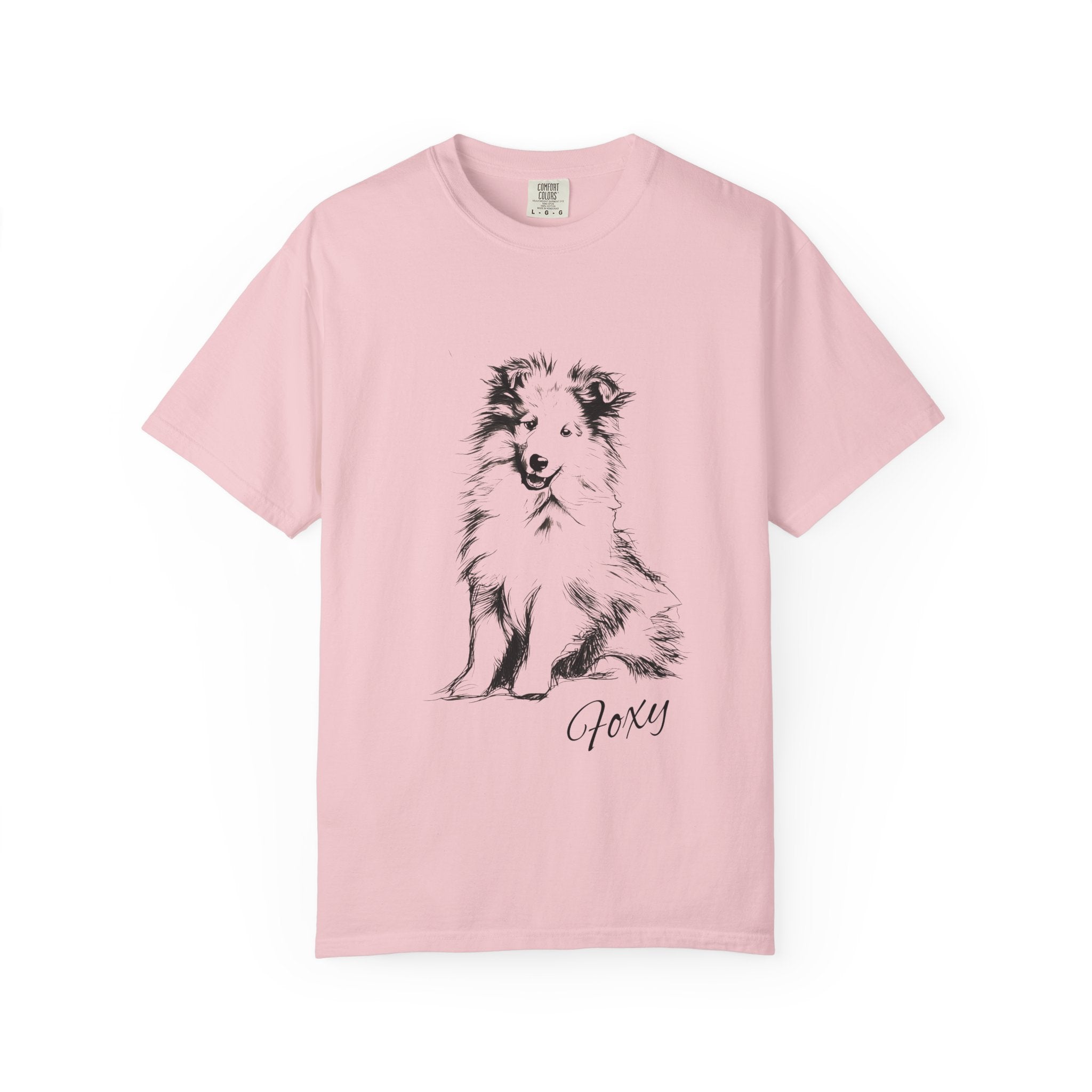 Personalized Rough Collie T-Shirt | Custom Dog Name Tee | Comfort Colors 1717 Tee | Minimal Sketch Vintage Style | Dog lover gift
