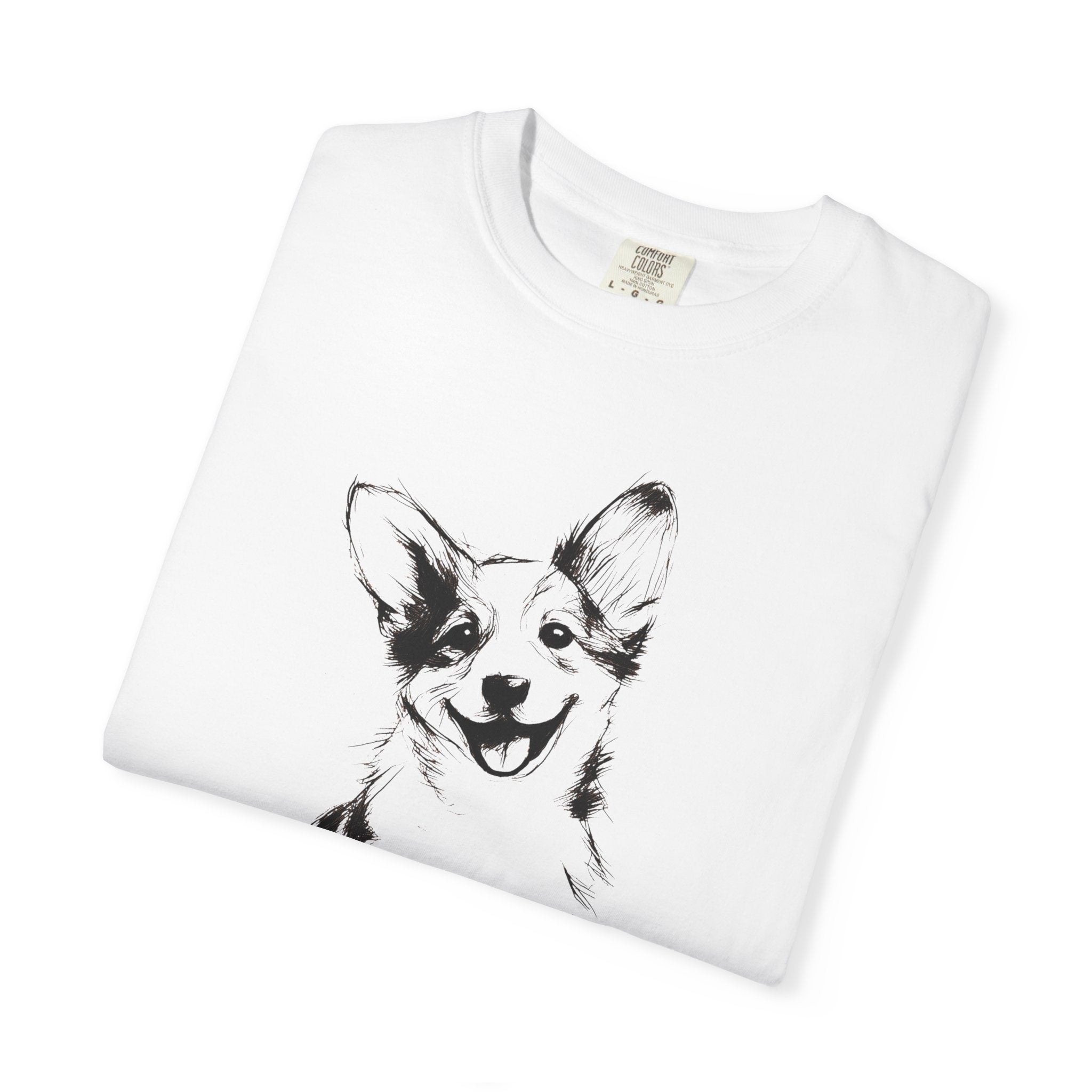Personalized Corgi T-Shirt | Custom Dog Name Tee | Comfort Colors 1717 Tee | Minimal Sketch Vintage Style | Dog lover gift