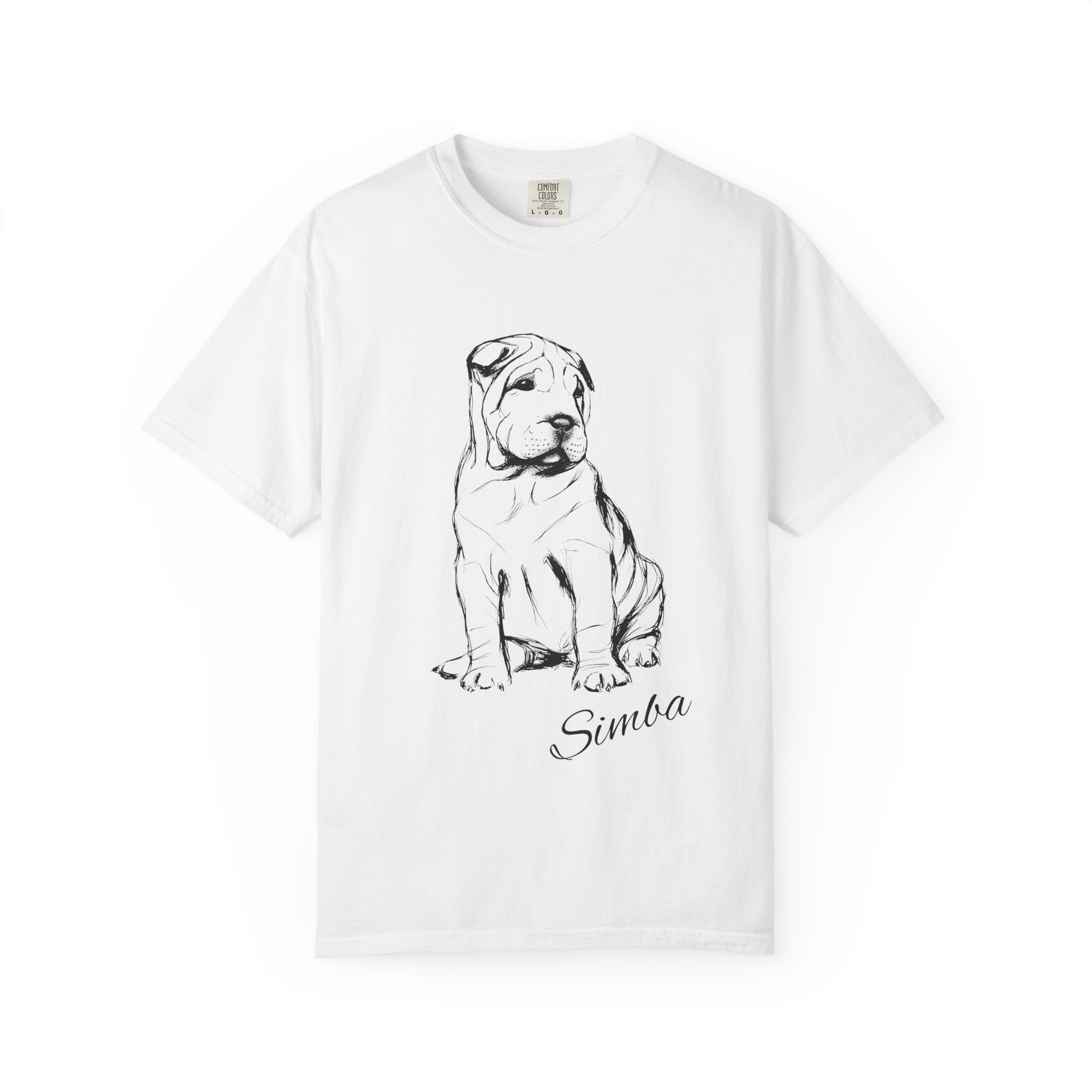 Personalized Sharpei T-Shirt | Custom Dog Name Tee | Comfort Colors 1717 Tee | Minimal Sketch Vintage Style | Dog lover gift
