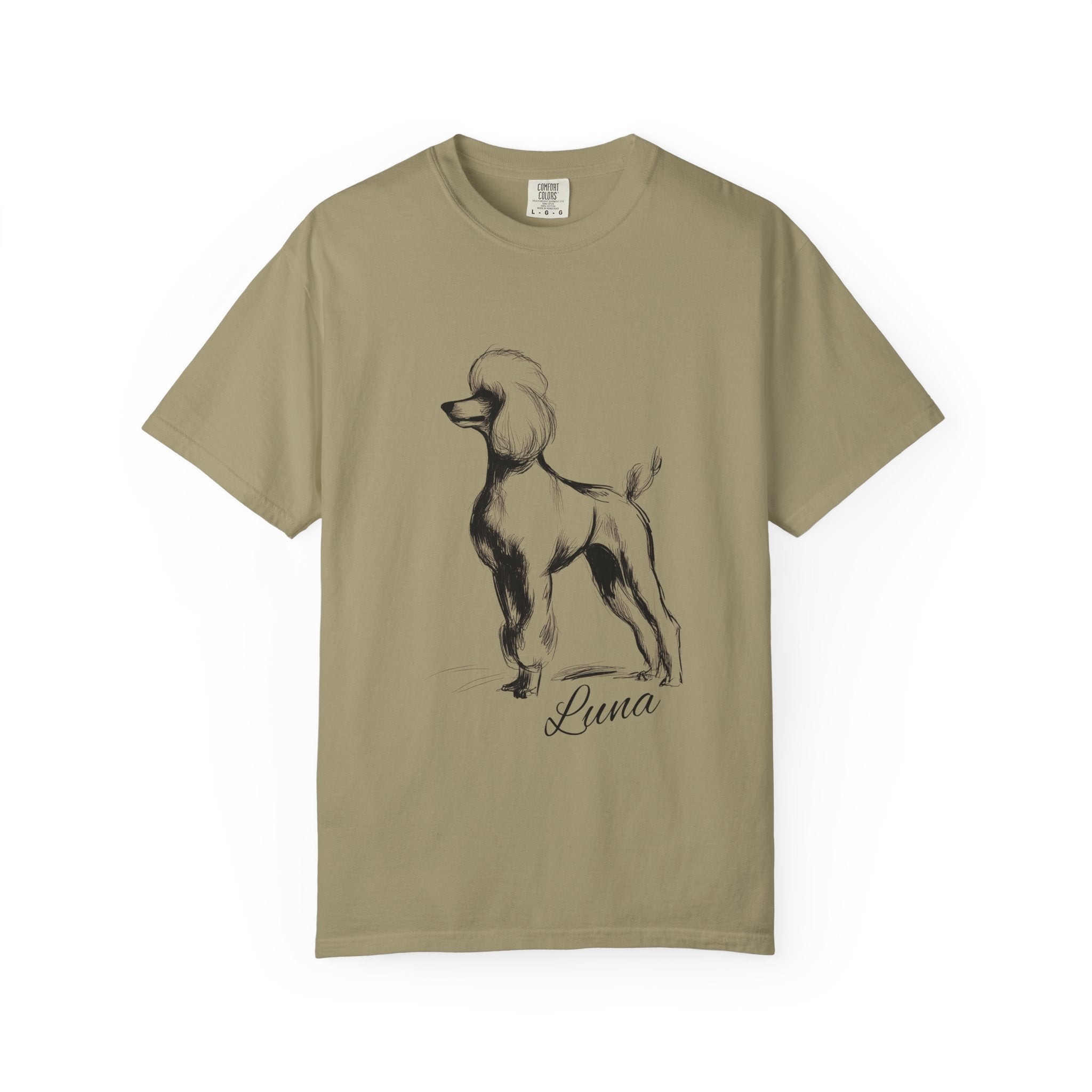 Personalized Poodle T-Shirt | Custom Dog Name Tee | Comfort Colors 1717 Tee | Minimal Sketch Vintage Style | Dog lover gift