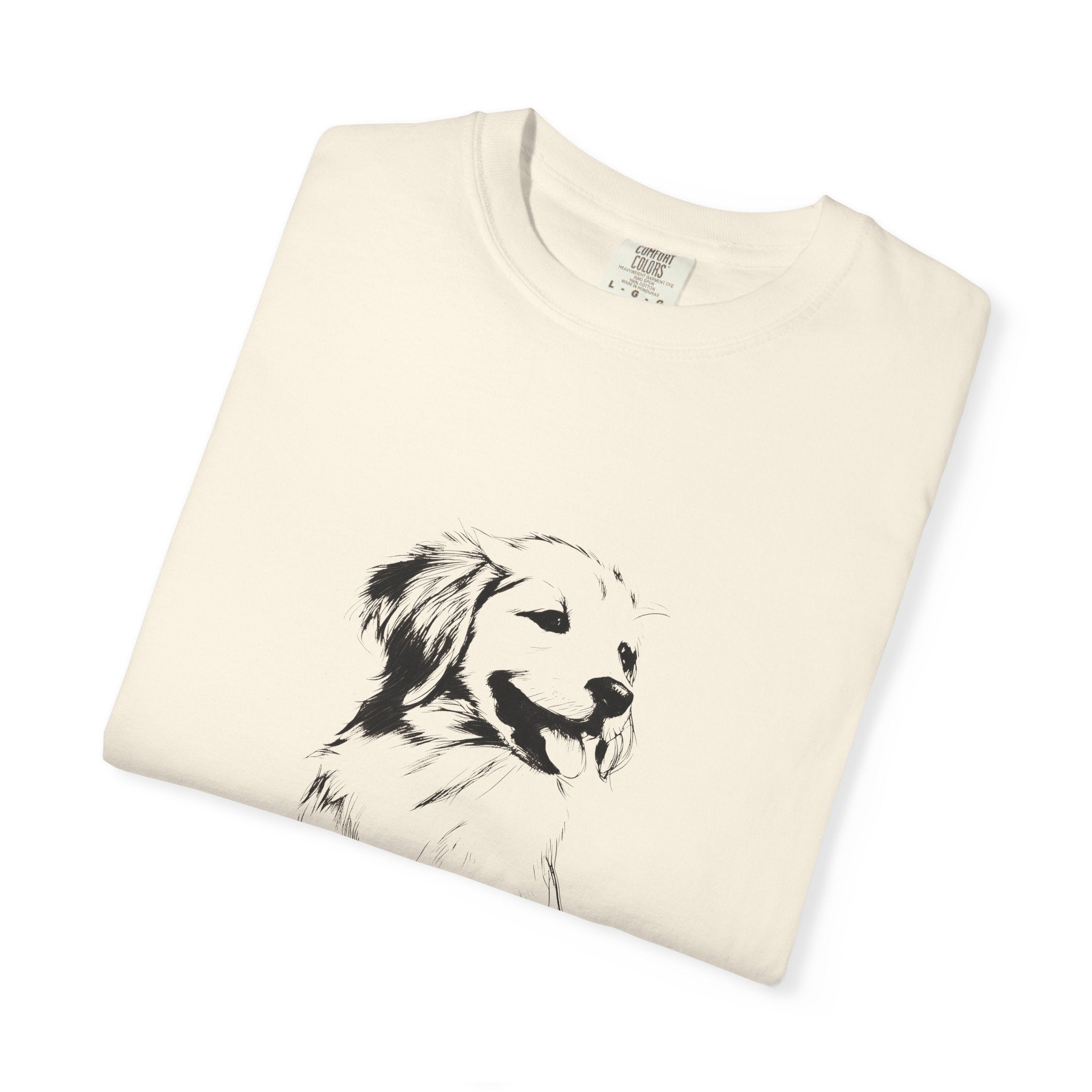 Personalized Golden Retriever T-Shirt | Custom Dog Name Tee | Comfort Colors 1717 Tee | Minimal Sketch Vintage Style | Dog lover gift