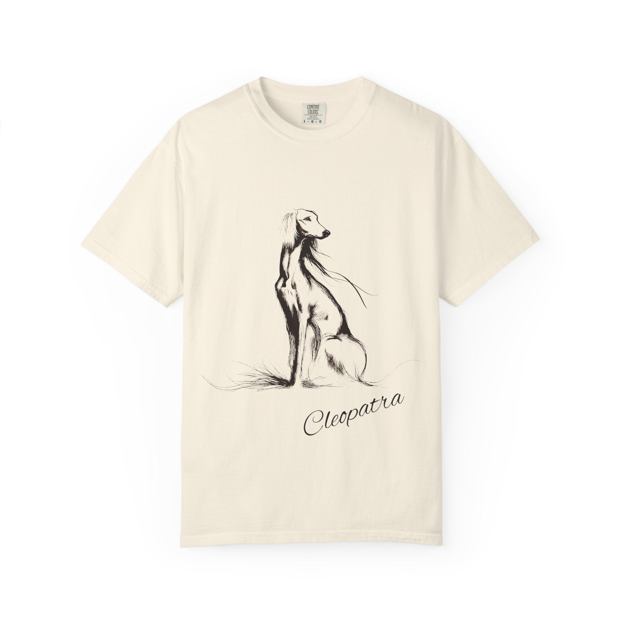 Personalized Saluki T-Shirt | Custom Dog Name Tee | Comfort Colors 1717 Tee | Minimal Sketch Vintage Style | Dog lover gift