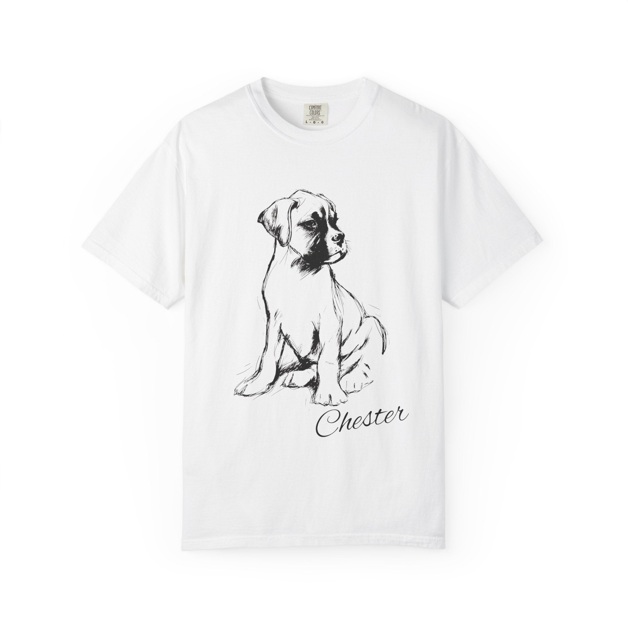 Personalized Boxer T-Shirt | Custom Dog Name Tee | Comfort Colors 1717 Tee | Minimal Sketch Vintage Style | Dog lover gift