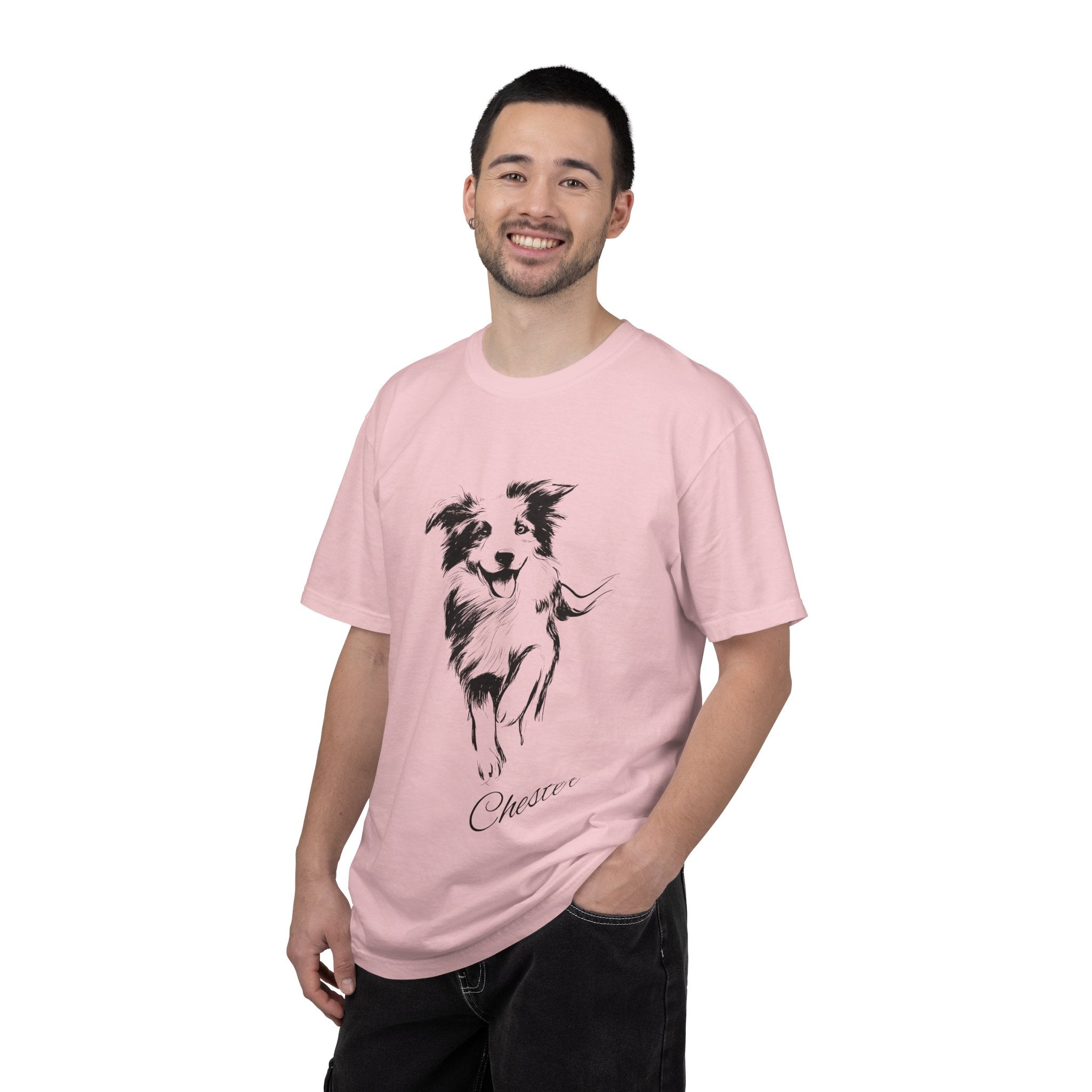 Personalized Border Collie T-Shirt | Custom Dog Name Tee | Comfort Colors 1717 Tee | Minimal Sketch Vintage Style | Dog lover gift