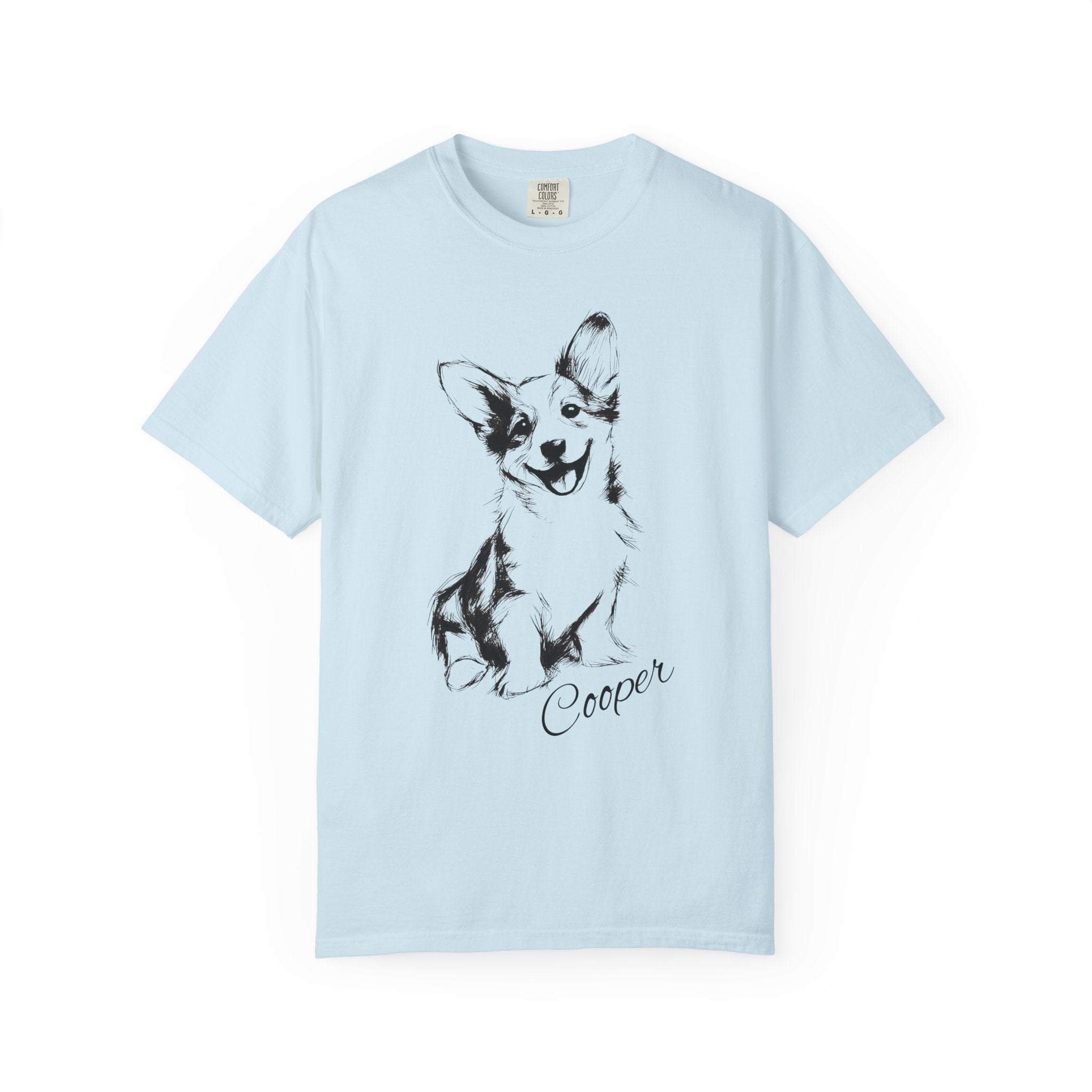 Personalized Corgi T-Shirt | Custom Dog Name Tee | Comfort Colors 1717 Tee | Minimal Sketch Vintage Style | Dog lover gift