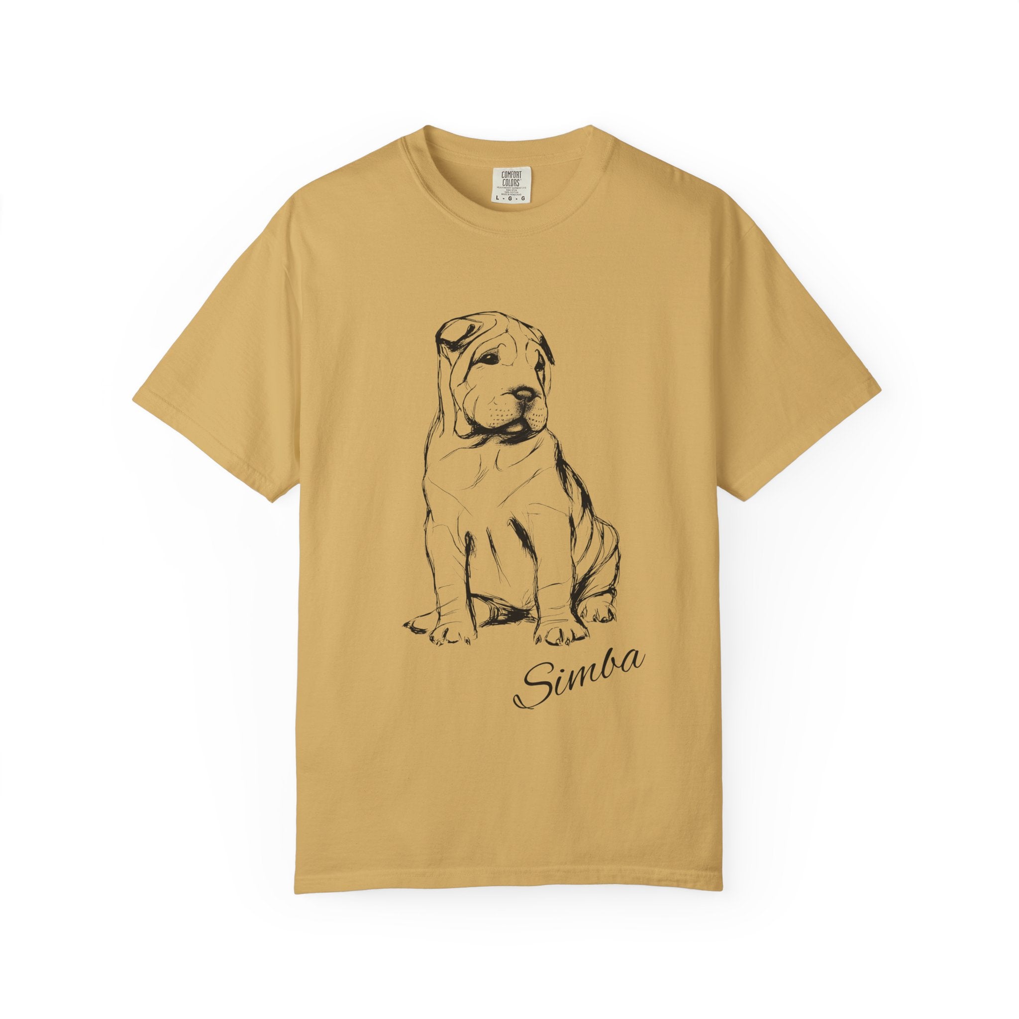 Personalized Sharpei T-Shirt | Custom Dog Name Tee | Comfort Colors 1717 Tee | Minimal Sketch Vintage Style | Dog lover gift