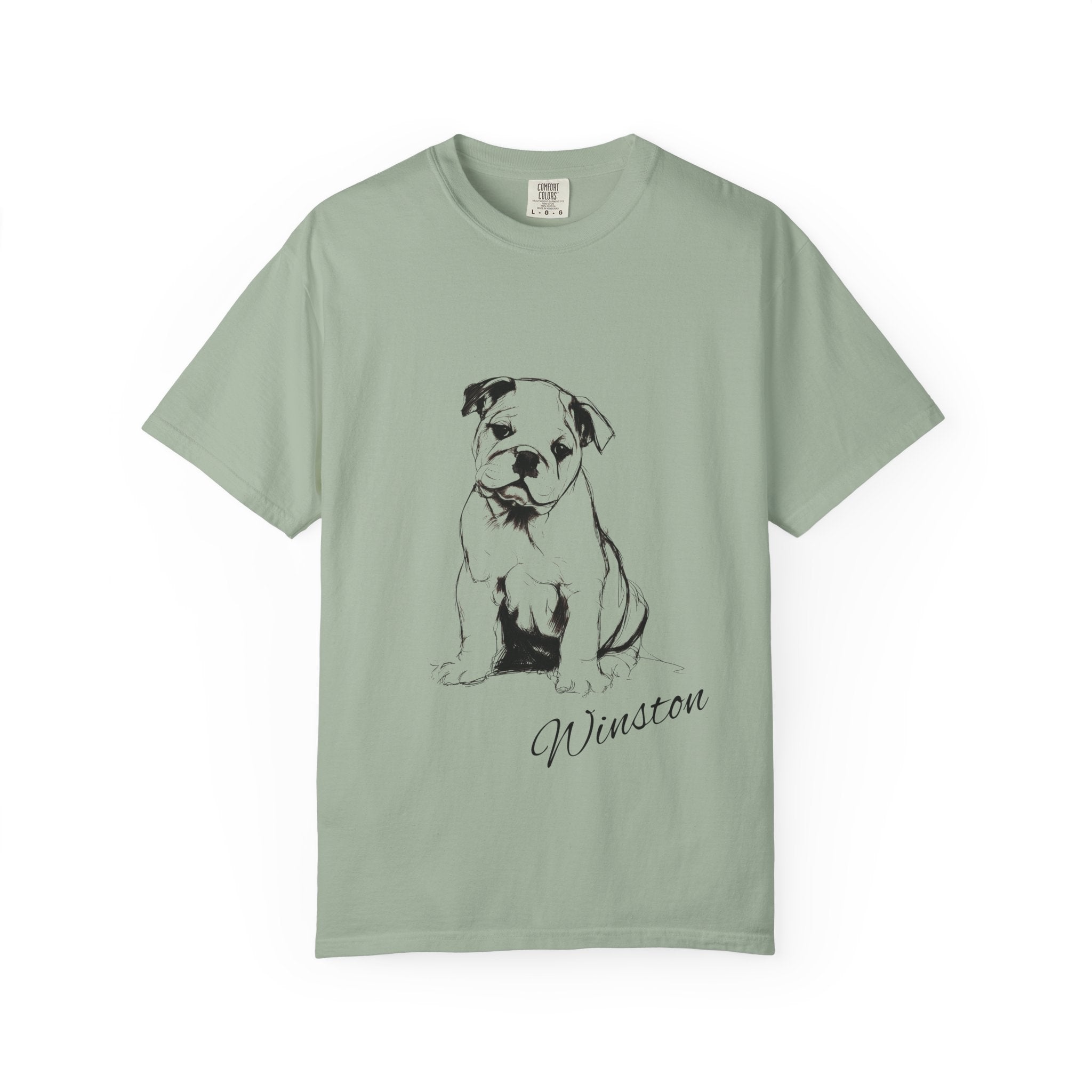 Personalized English Bulldog T-Shirt | Custom Dog Name Tee | Comfort Colors 1717 Tee | Minimal Sketch Vintage Style | Dog lover gift