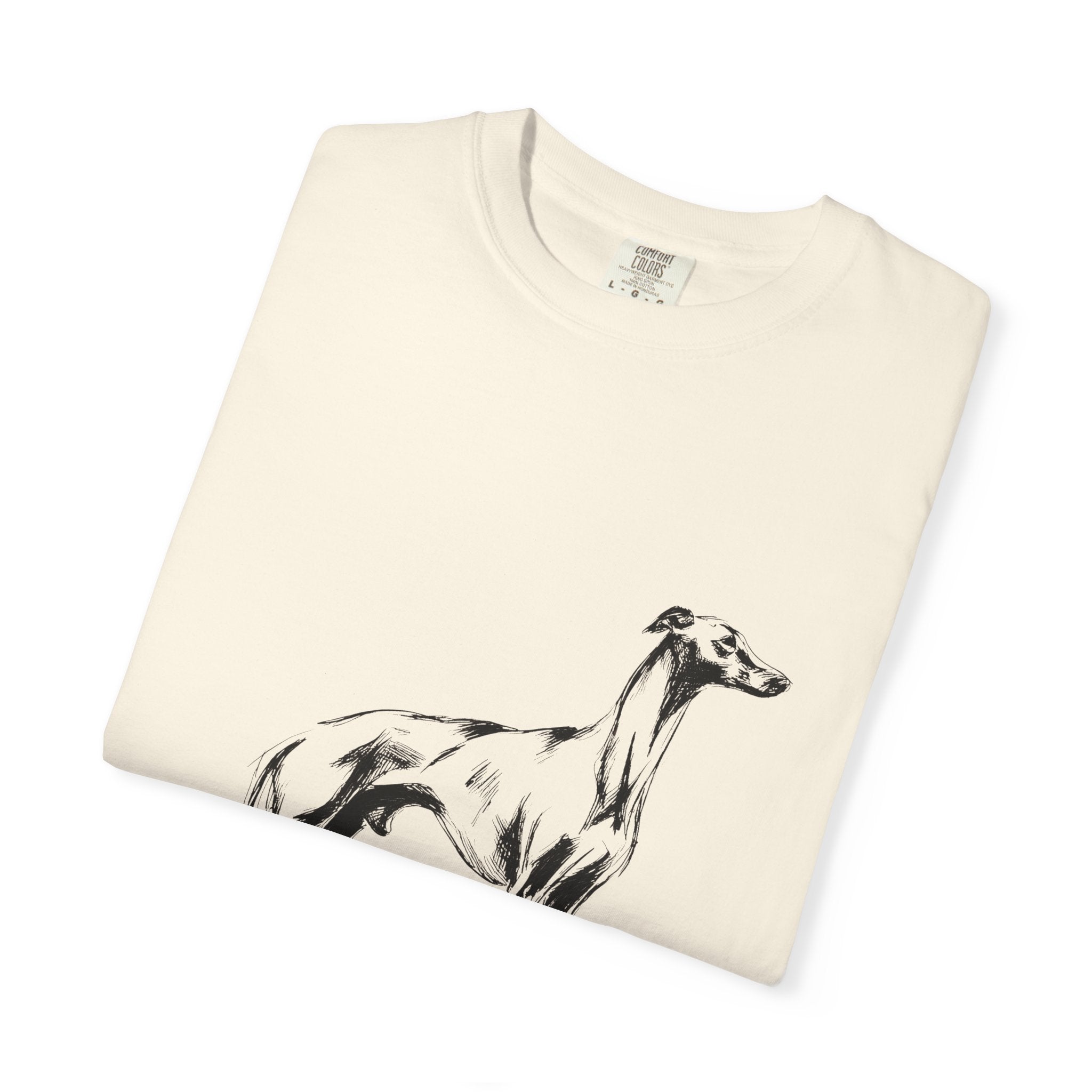 Personalized Greyhound T-Shirt | Custom Dog Name Tee | Comfort Colors 1717 Tee | Minimal Sketch Vintage Style | Whippet Dog lover gift