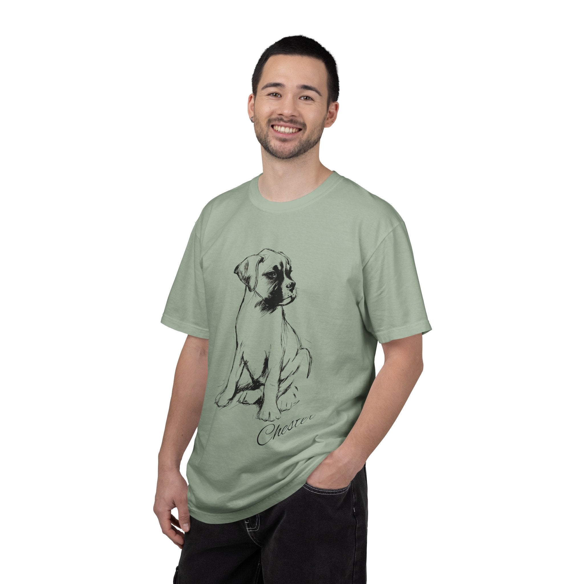 Personalized Boxer T-Shirt | Custom Dog Name Tee | Comfort Colors 1717 Tee | Minimal Sketch Vintage Style | Dog lover gift