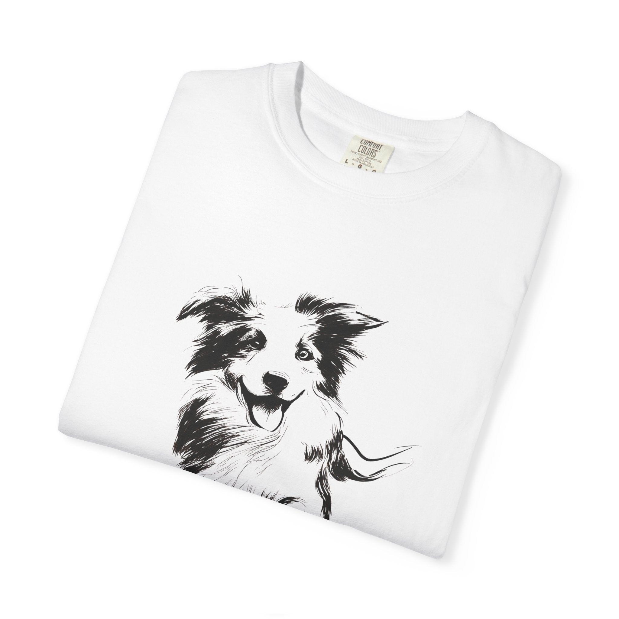 Personalized Border Collie T-Shirt | Custom Dog Name Tee | Comfort Colors 1717 Tee | Minimal Sketch Vintage Style | Dog lover gift