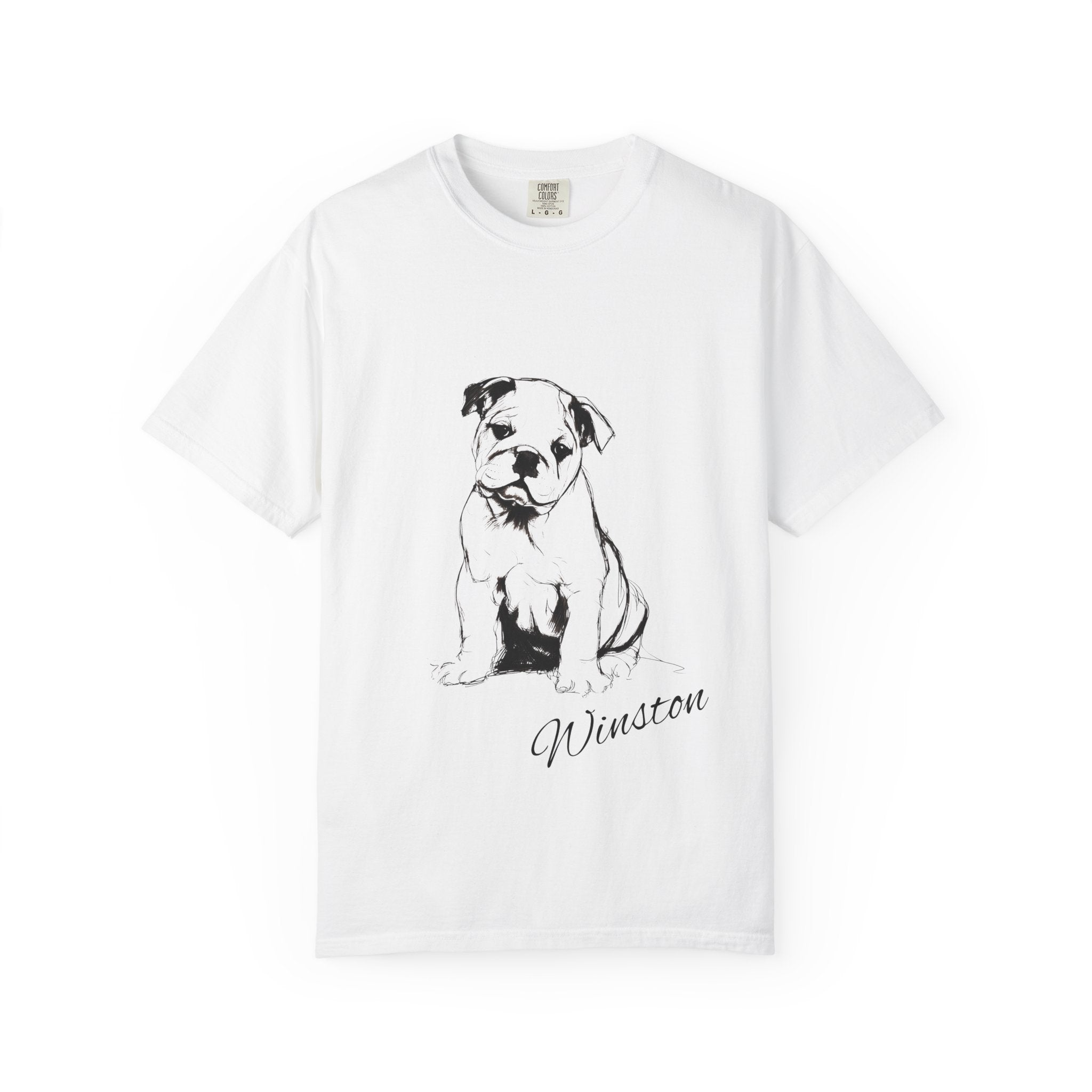 Personalized English Bulldog T-Shirt | Custom Dog Name Tee | Comfort Colors 1717 Tee | Minimal Sketch Vintage Style | Dog lover gift