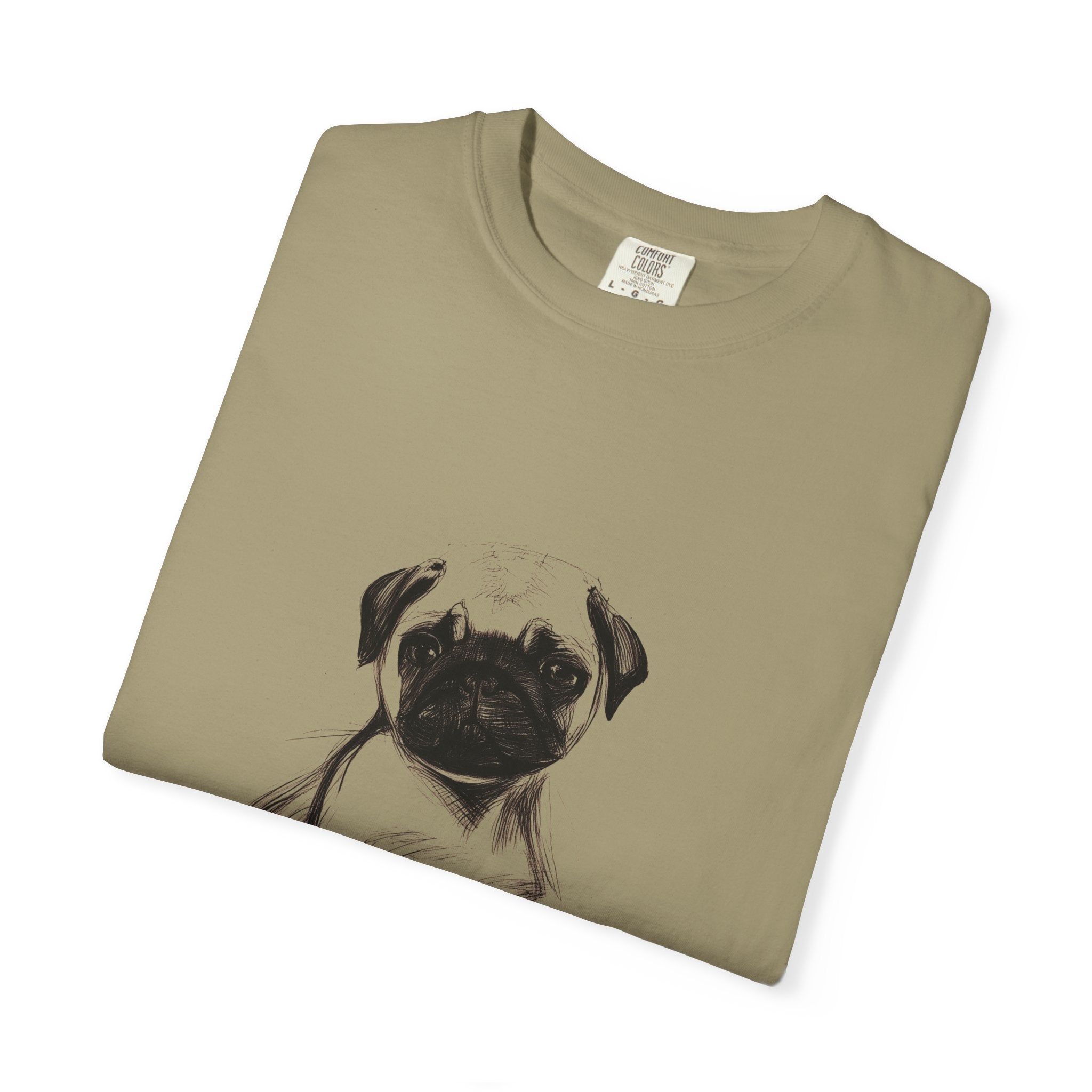 Personalized Pug T-Shirt | Custom Dog Name Tee | Comfort Colors 1717 Tee | Minimal Sketch Vintage Style | Dog lover gift