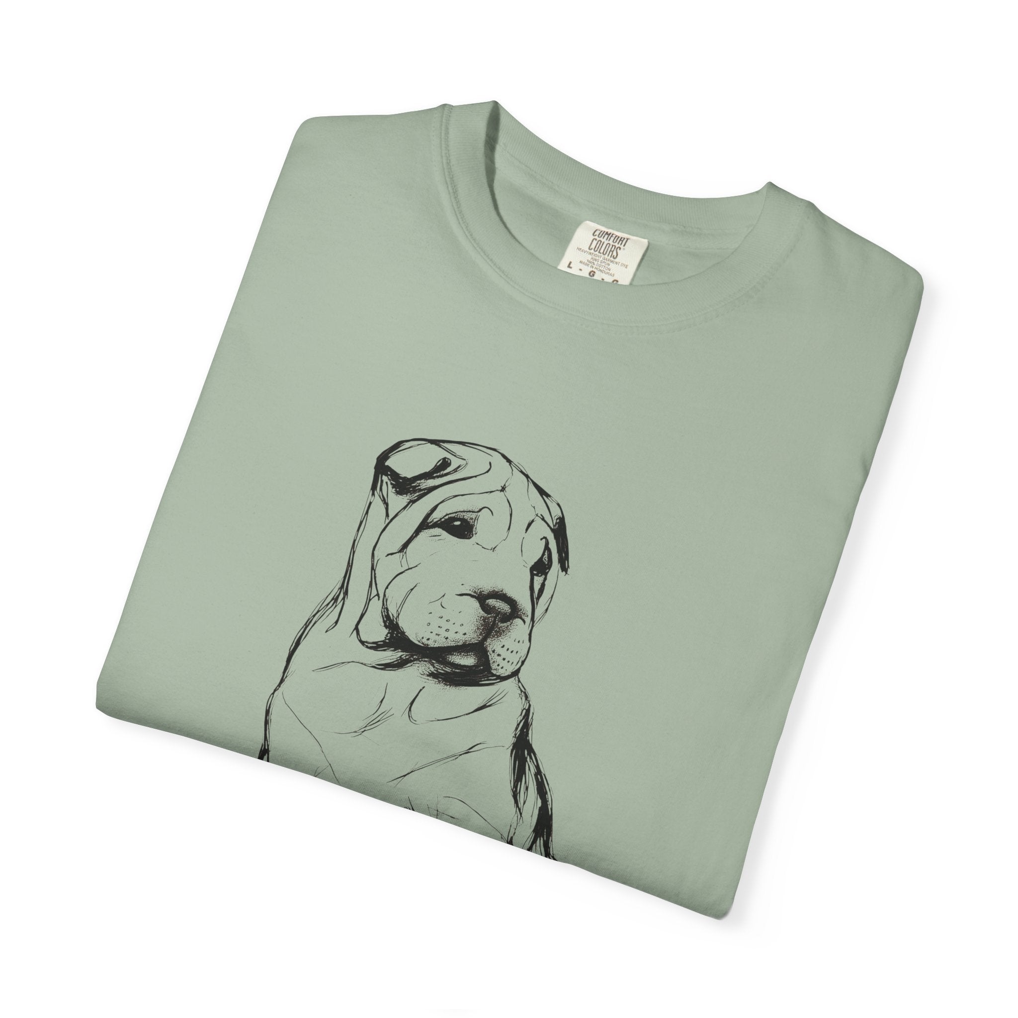 Personalized Sharpei T-Shirt | Custom Dog Name Tee | Comfort Colors 1717 Tee | Minimal Sketch Vintage Style | Dog lover gift